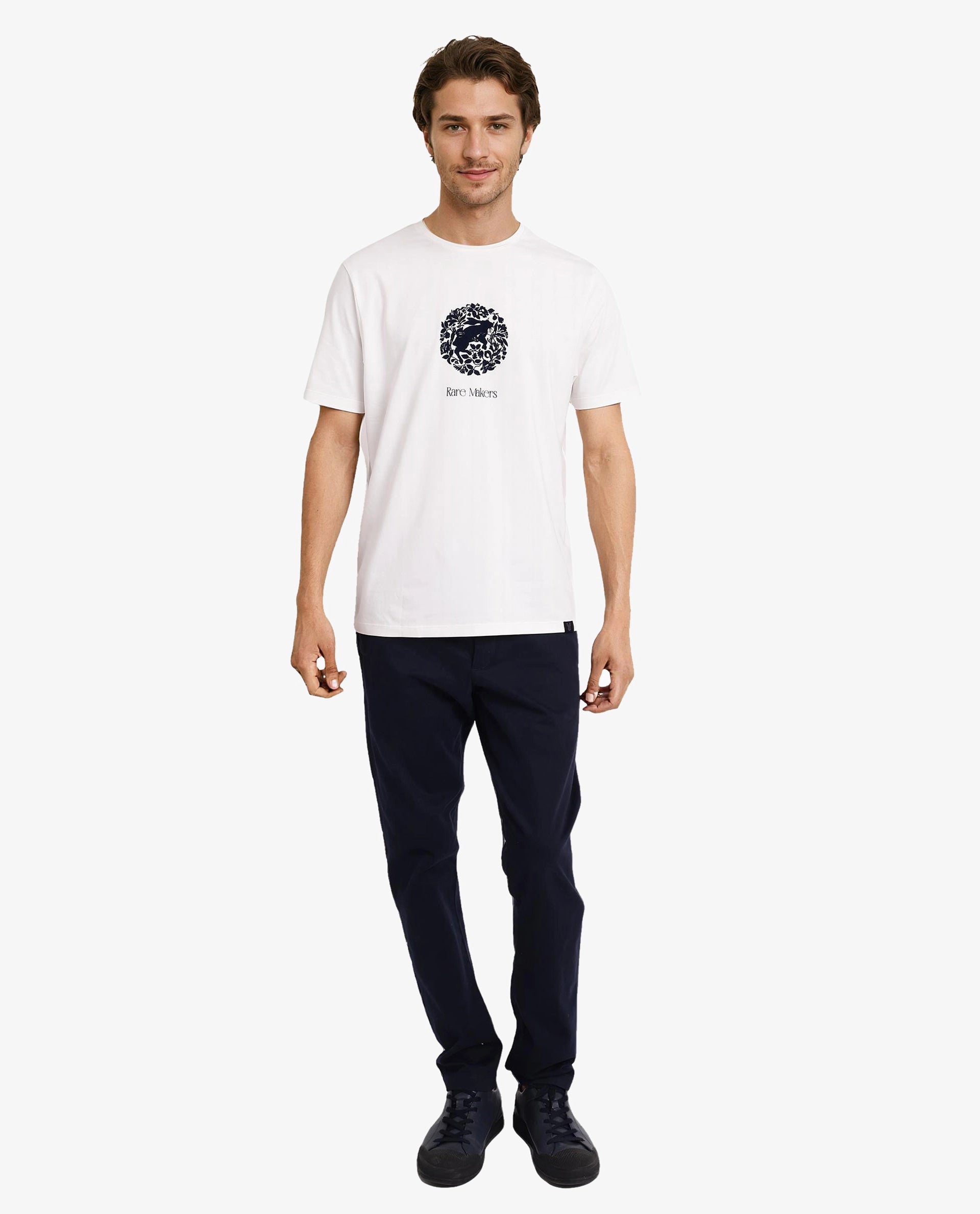 Rare Rabbit Men Make Off White Short Sleeve Crew Neck Regular Fit Graphic Print T-Shirt