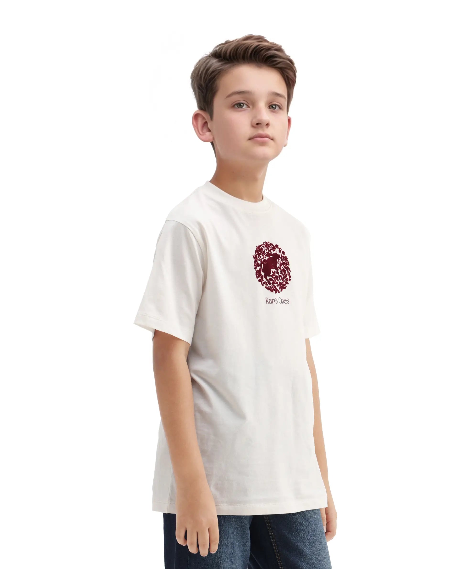 Rare Ones Kids Makes25 White Cotton Flock Print Regular Fit T-Shirt