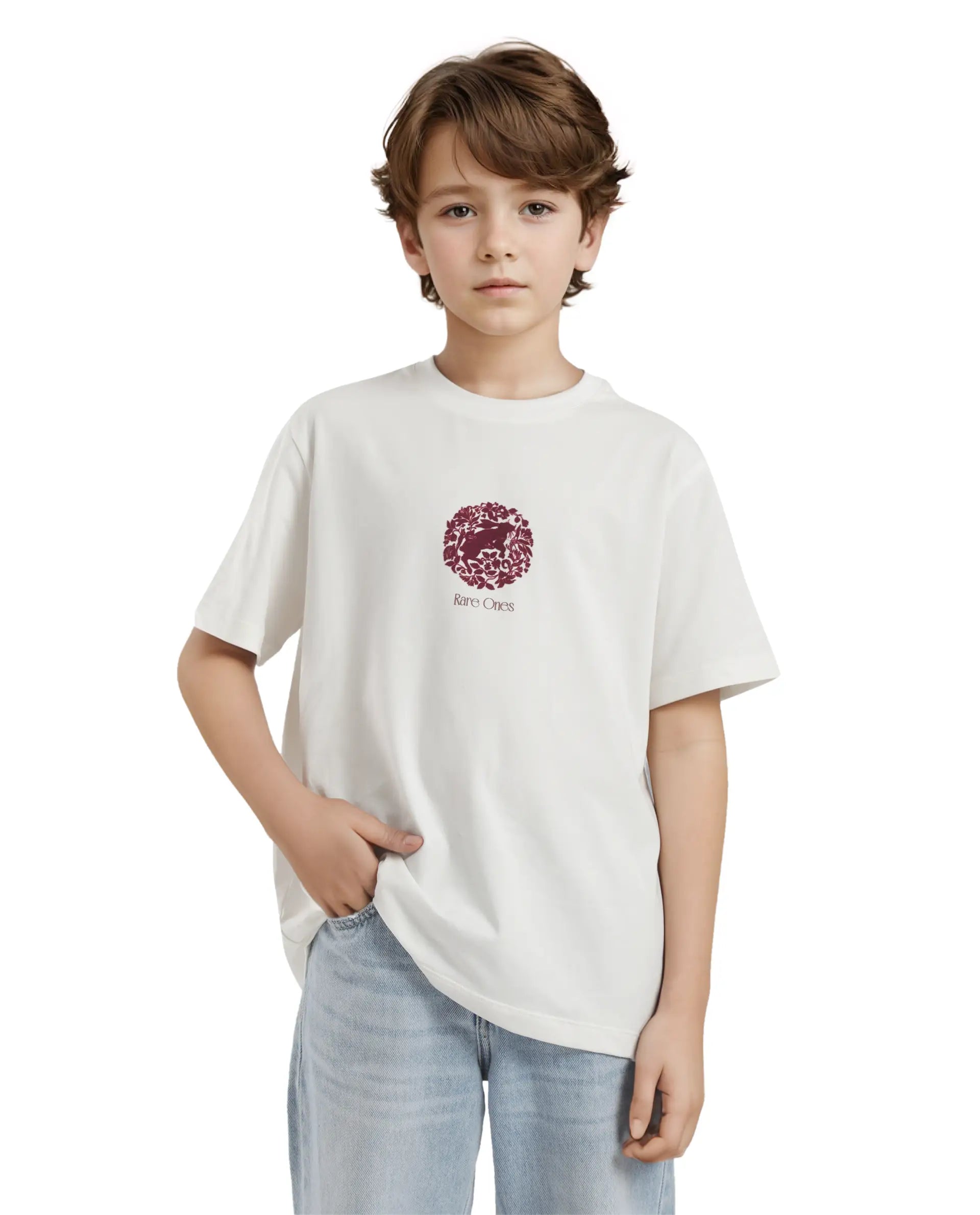 Rare Ones Kids Makes White Cotton Half Sleeves Crew Neck Graphic Print T-Shirt