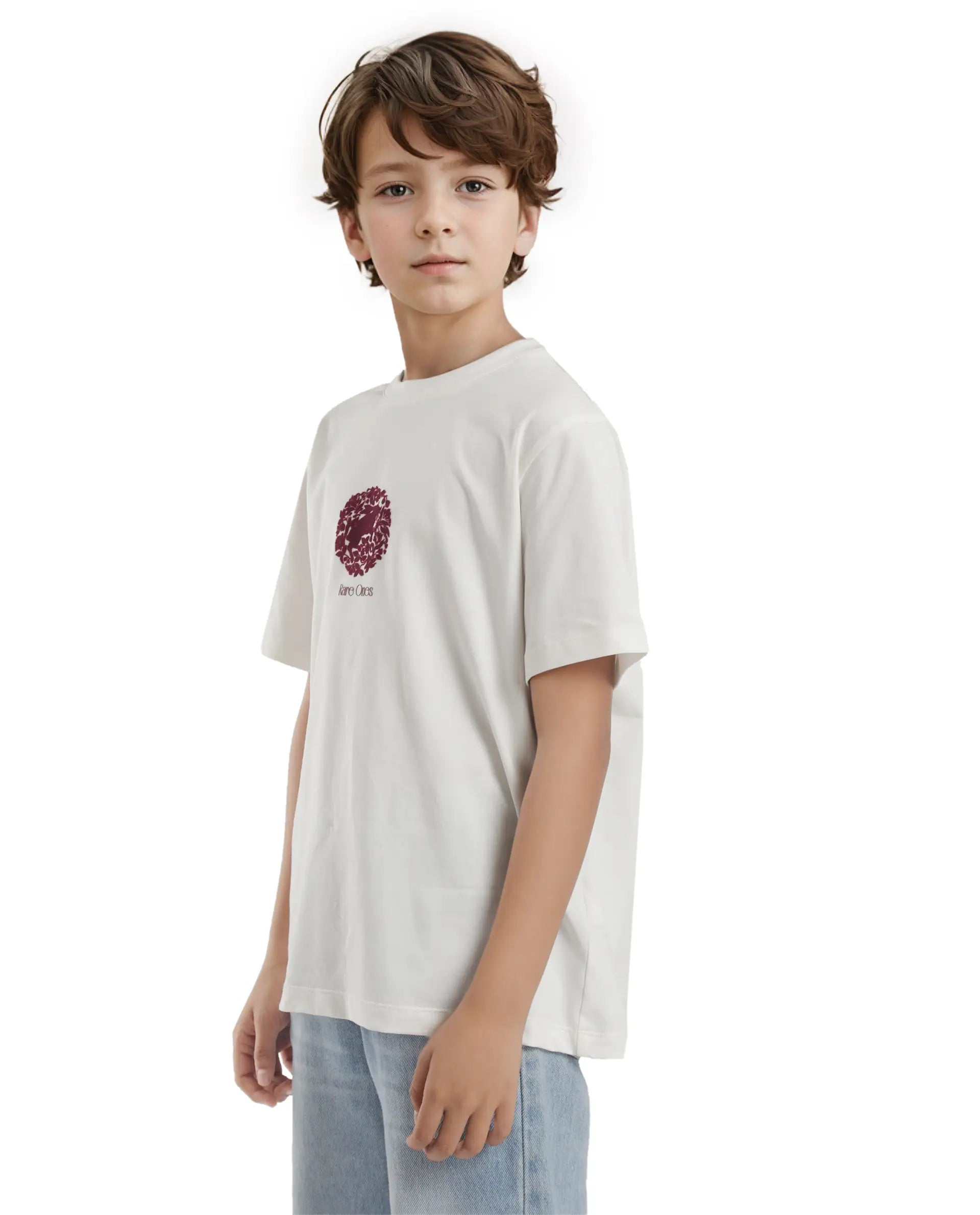 Rare Ones Kids Makes White Cotton Half Sleeves Crew Neck Graphic Print T-Shirt