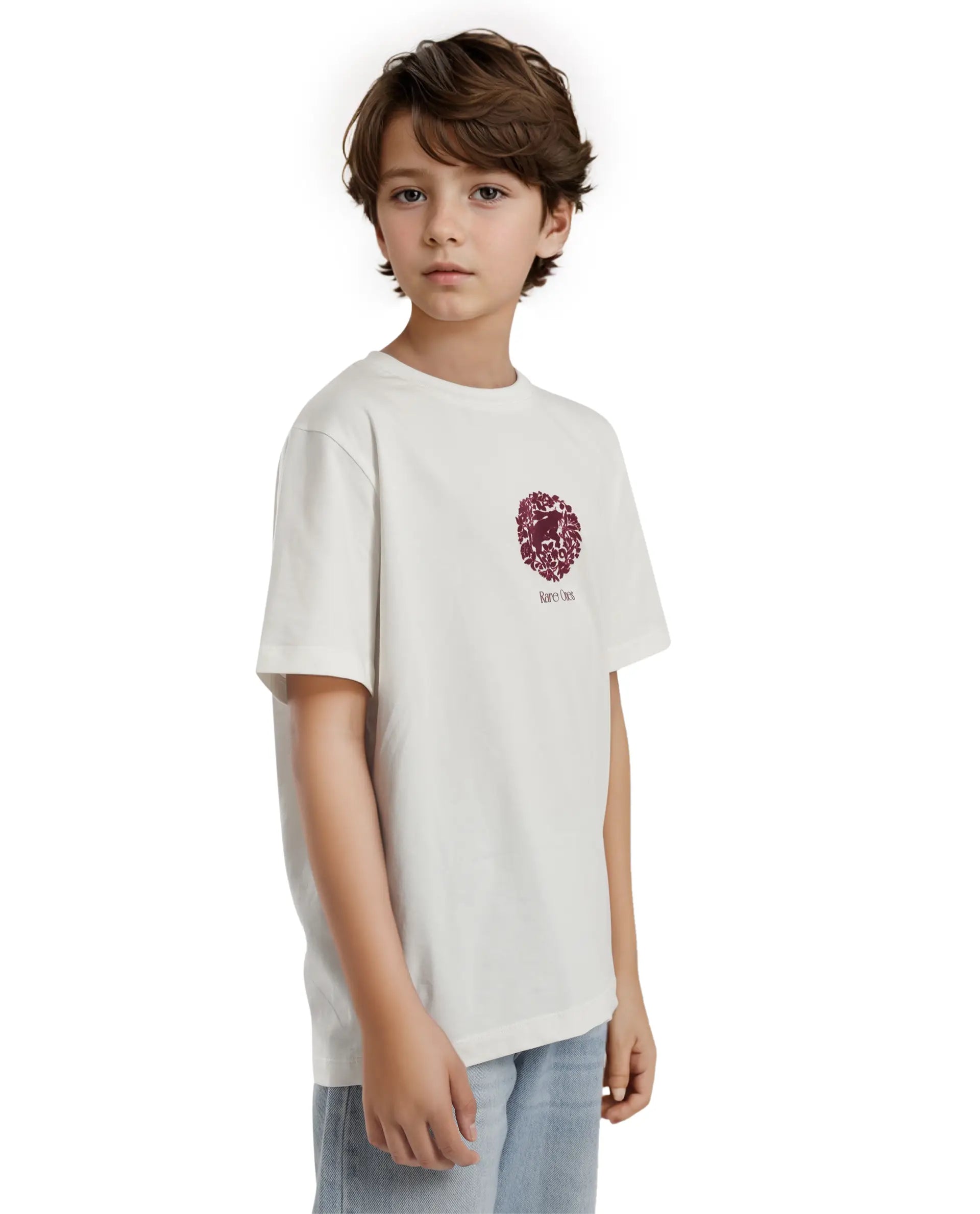 Rare Ones Kids Makes White Cotton Half Sleeves Crew Neck Graphic Print T-Shirt