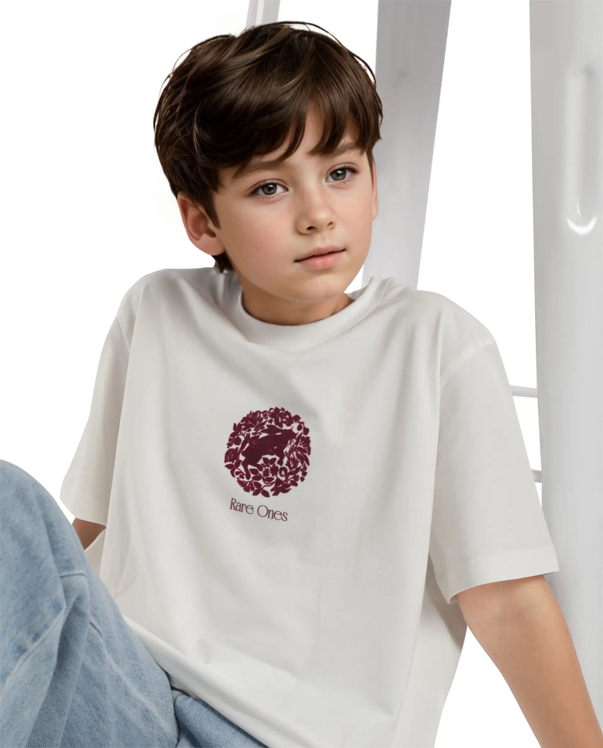 Rare Ones Kids Makes White Cotton Half Sleeves Crew Neck Graphic Print T-Shirt