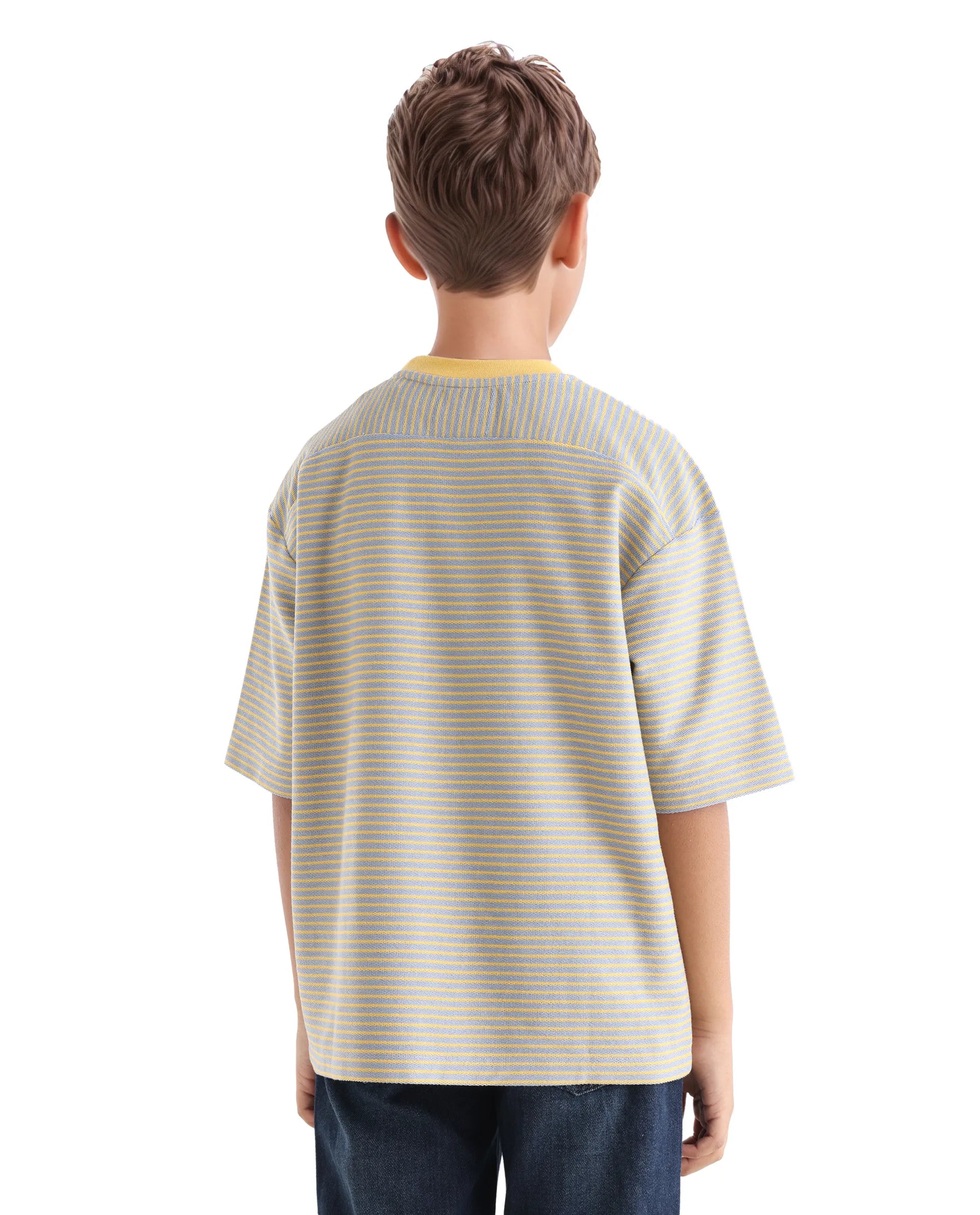 Rare Ones Kids Malco Grey Polyester Blend Pull On Striped Oversized T-Shirt