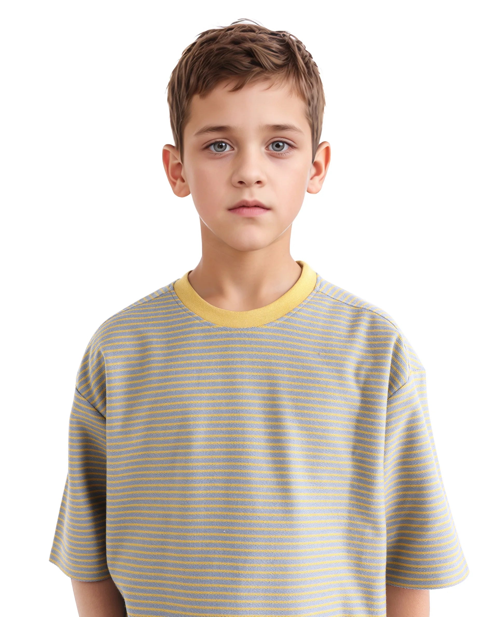 Rare Ones Kids Malco Grey Polyester Blend Pull On Striped Oversized T-Shirt