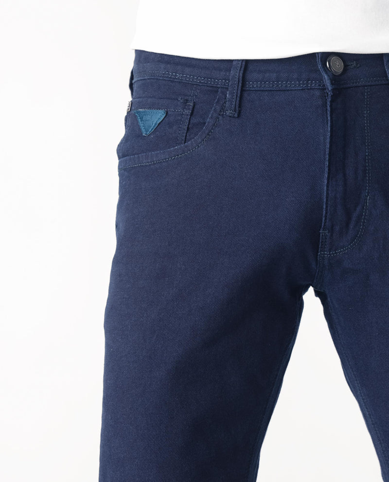 Rare Rabbit Men's Mambos Dark Navy Dark Wash Mid-Rise Slim Fit Jeans