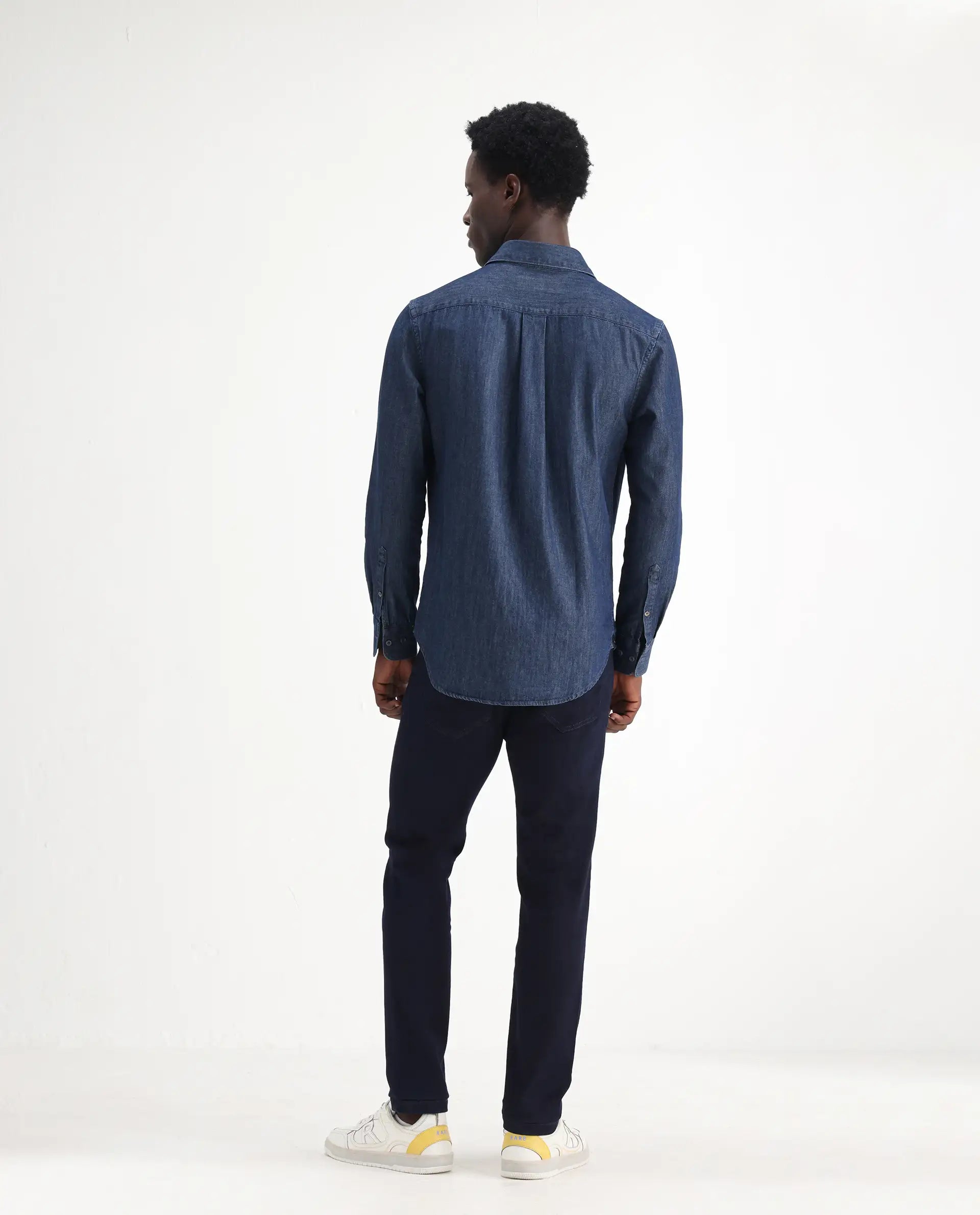 Rare Rabbit Men's Manado Dark Navy Cotton Blend Plain Hawk Slim Fit Jeans