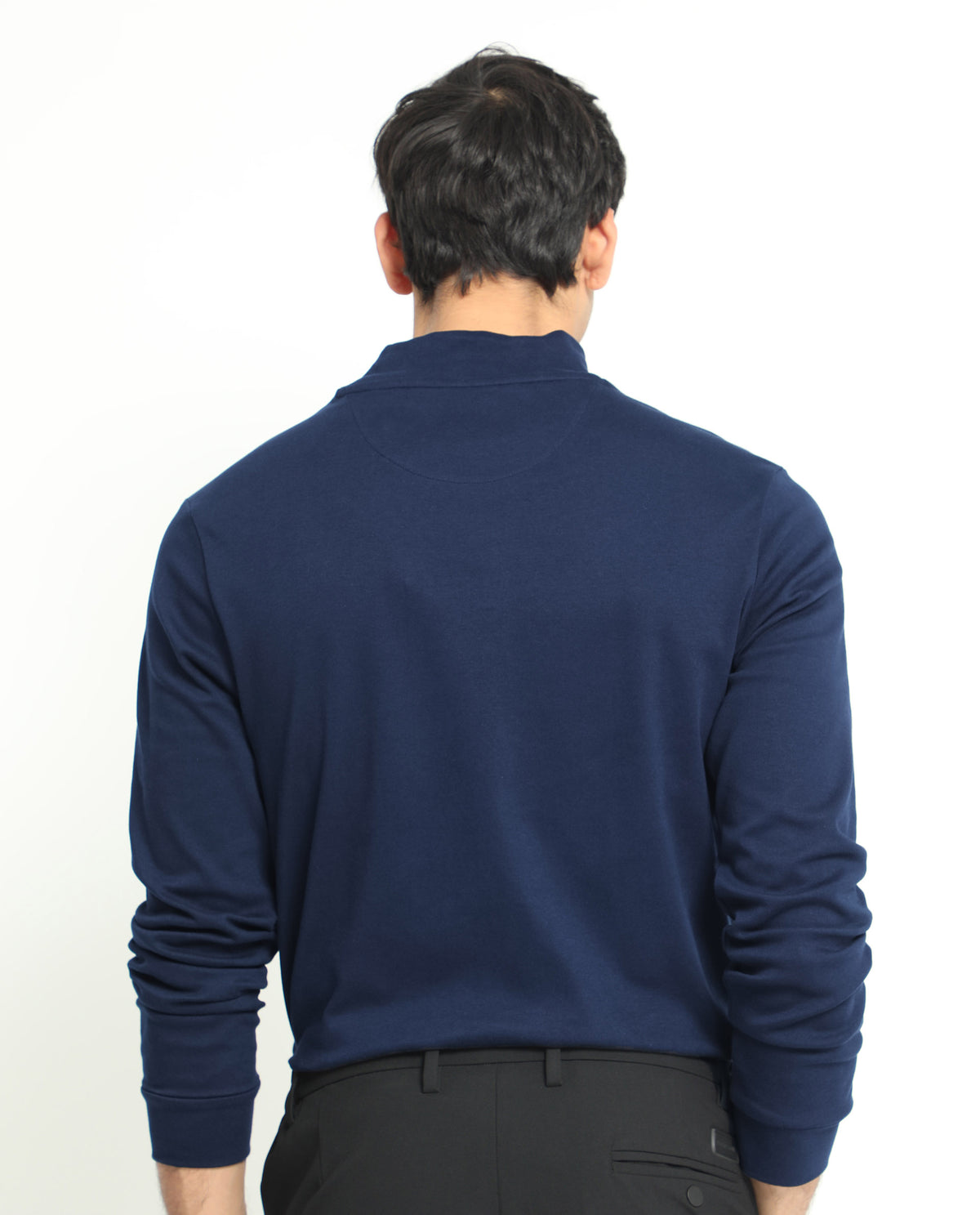Rare Rabbit Men's Mania Navy Cotton Fabric High Neck Full Sleeves Solid Sweatshirt