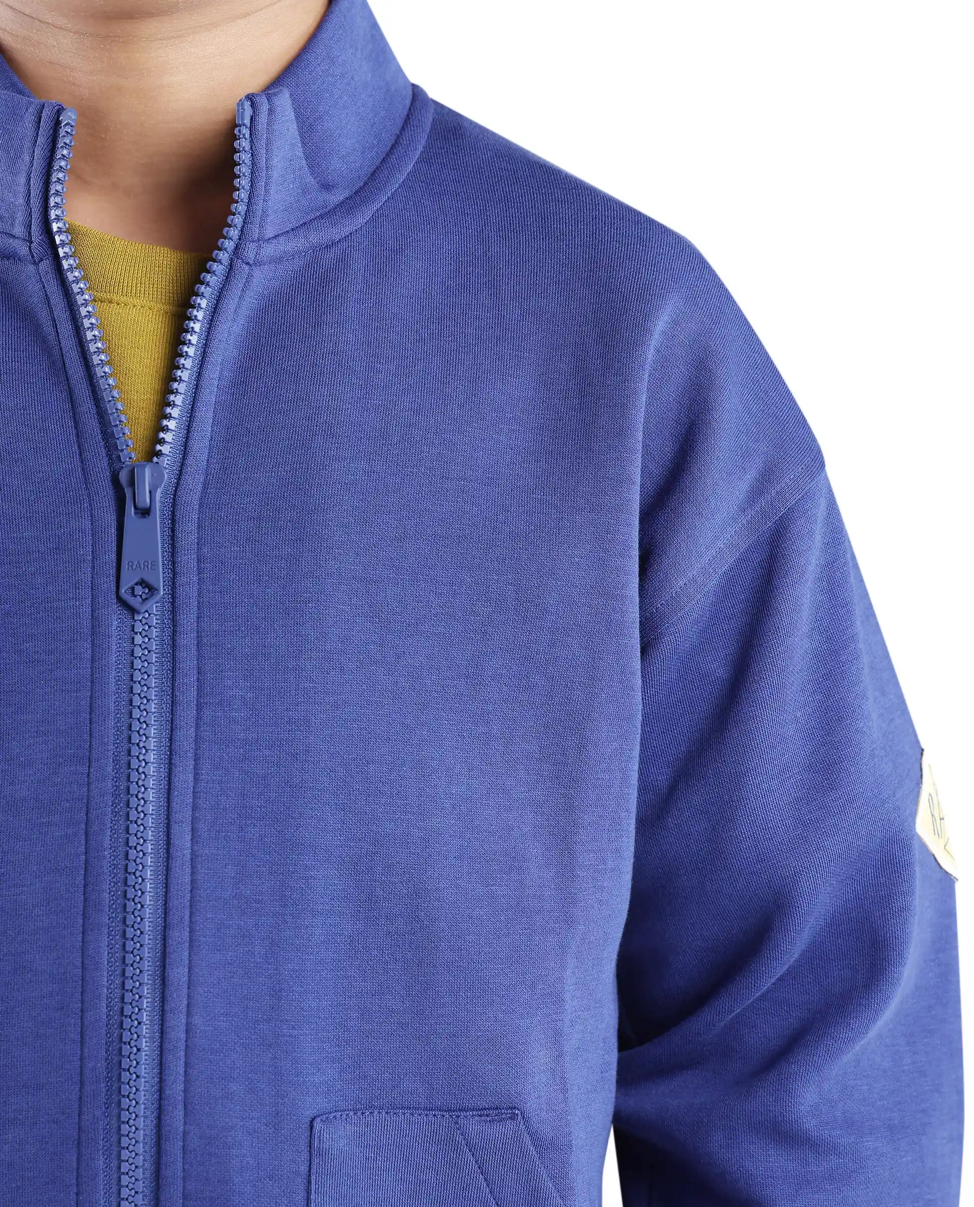 Rare Ones Kids Manttn Dark Blue Cotton Poly Full Sleeve Applique Jacket