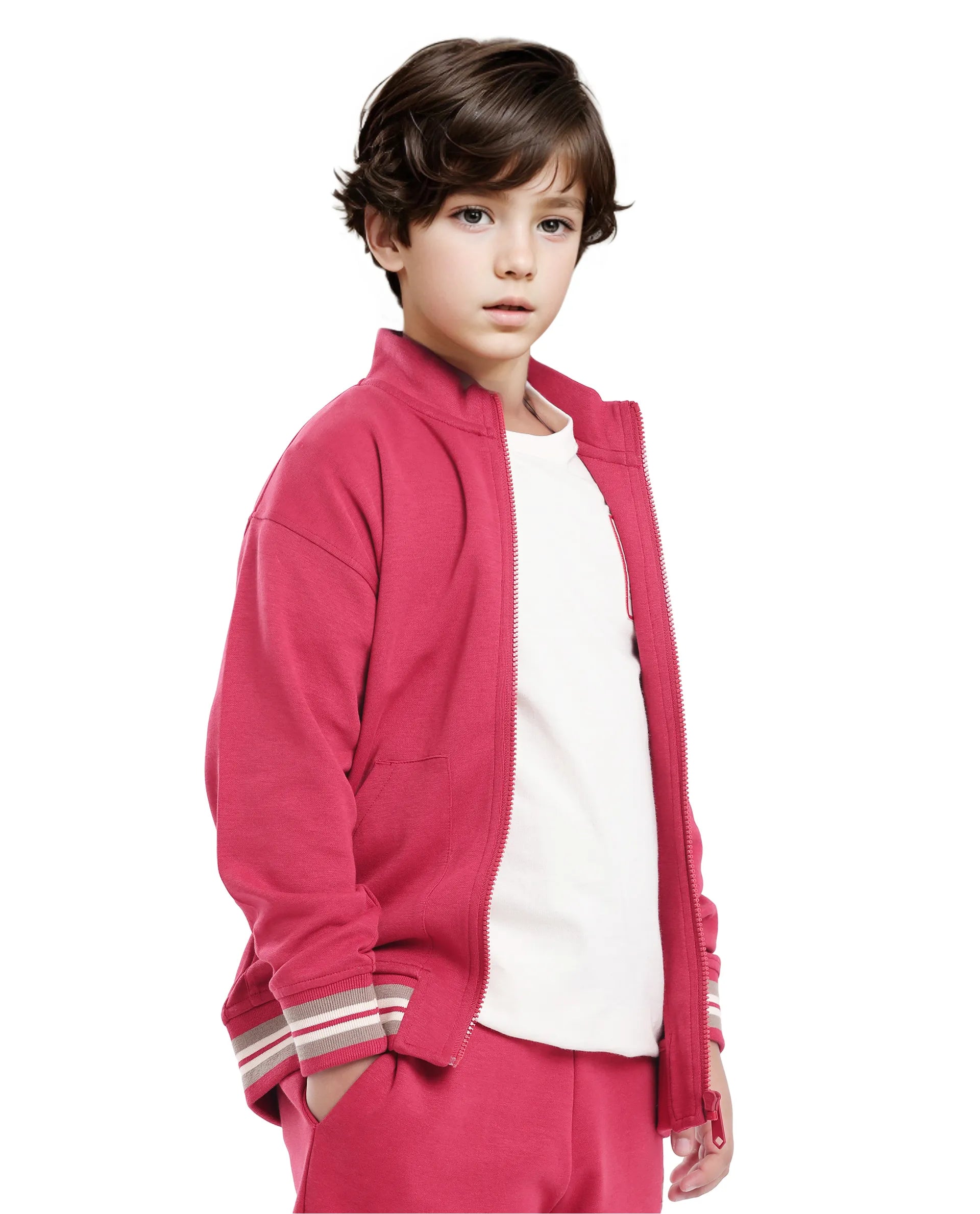 Rare Ones Kids Manttn Red Cotton Poly Full Sleeve Applique Jacket