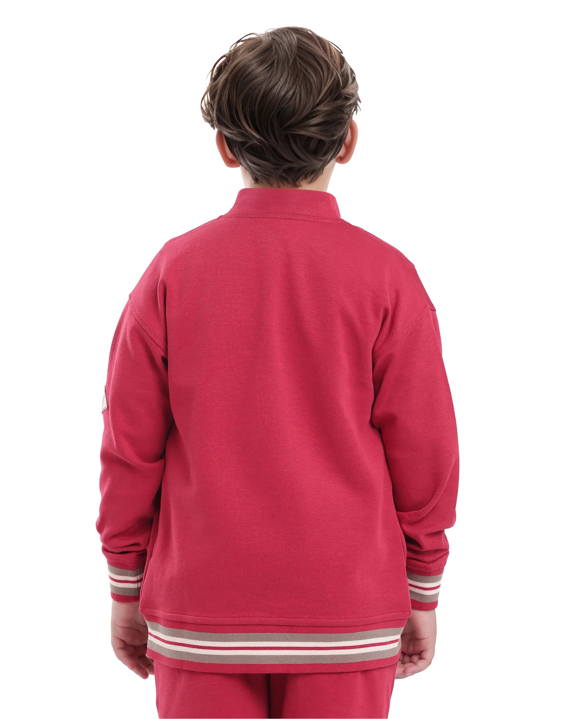 Rare Ones Kids Manttn Red Cotton Poly Full Sleeve Applique Jacket