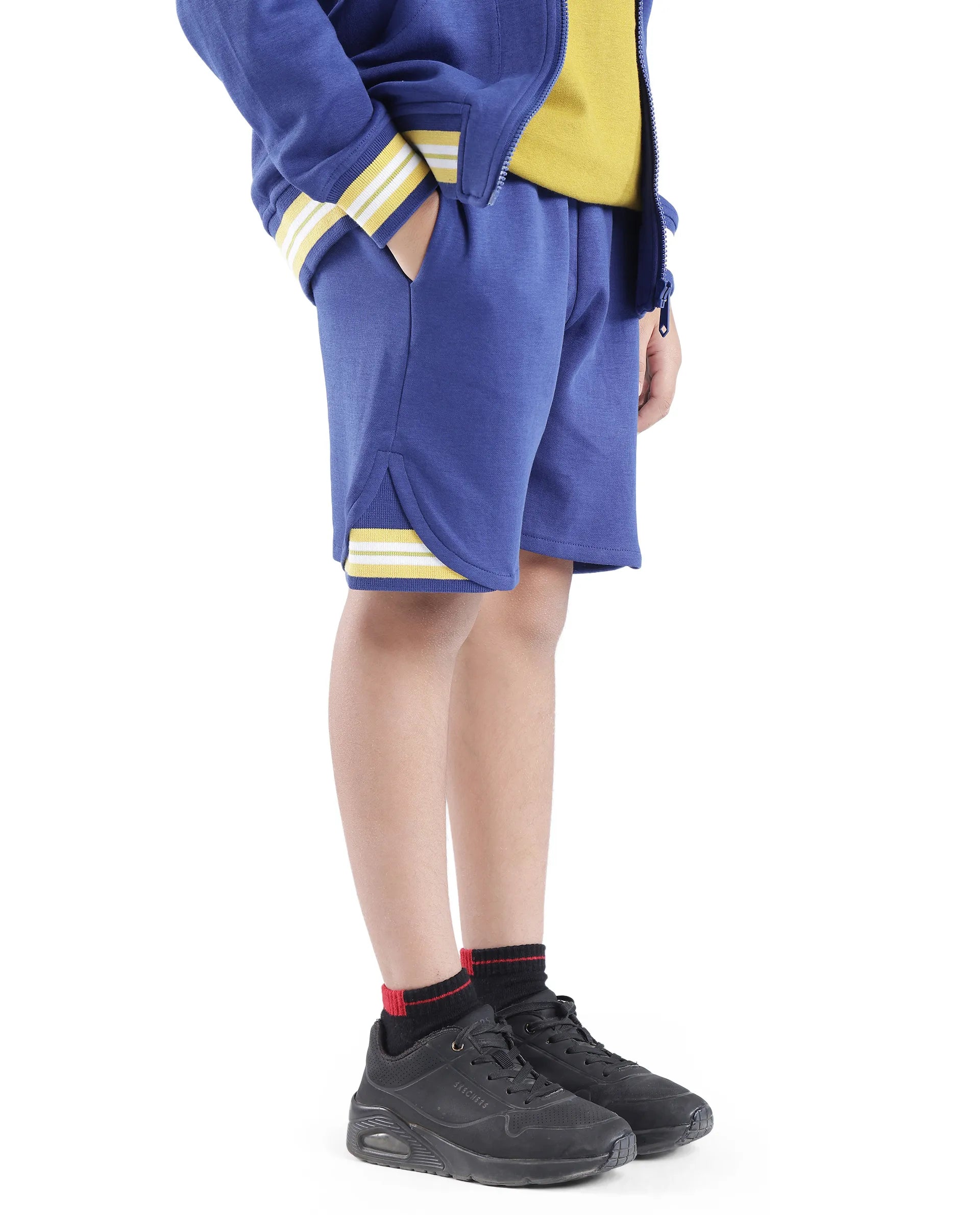 Rare Ones Kids Mantz Dark Blue Cotton Poly Drawstring Applique Short