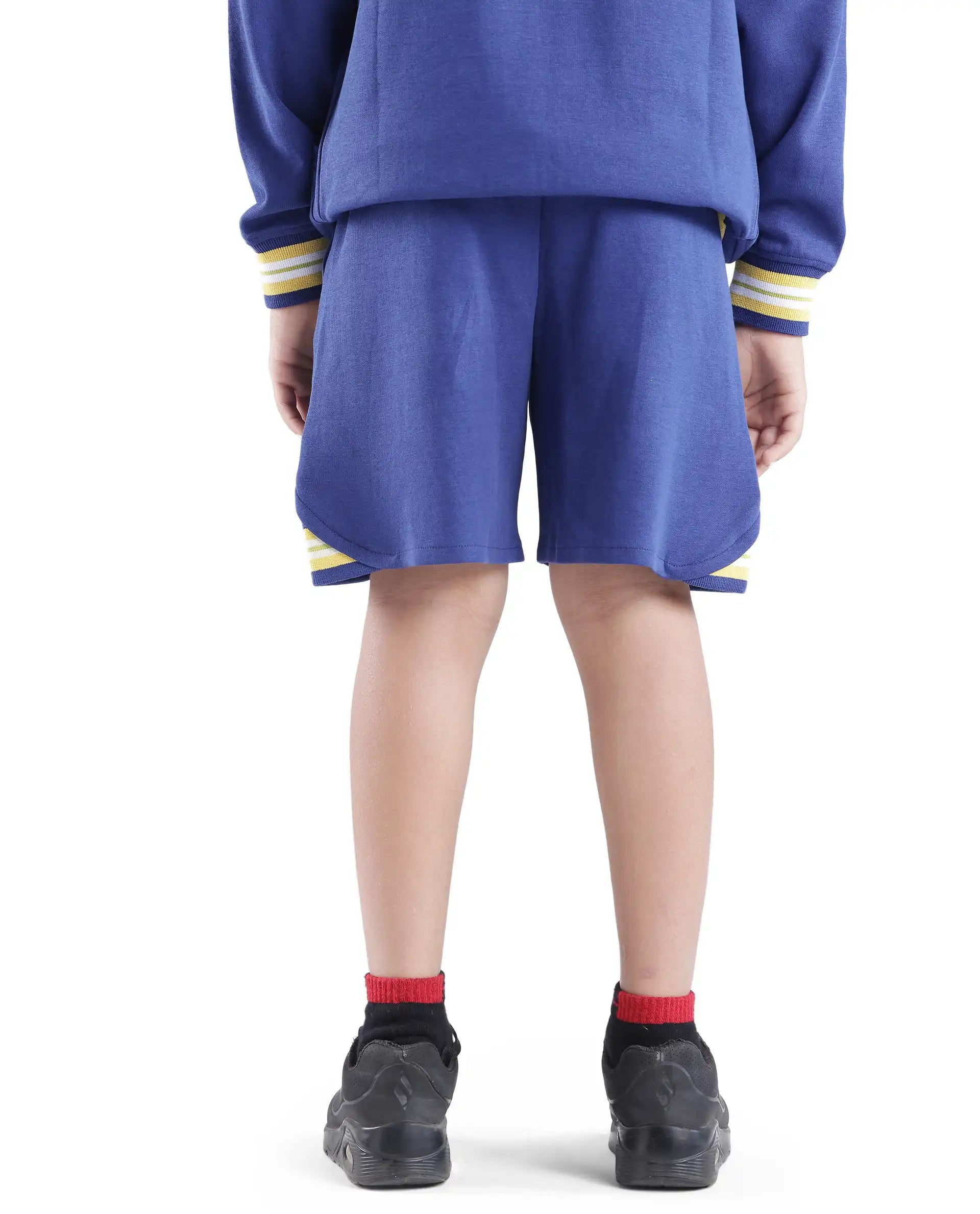 Rare Ones Kids Mantz Dark Blue Cotton Poly Drawstring Applique Short