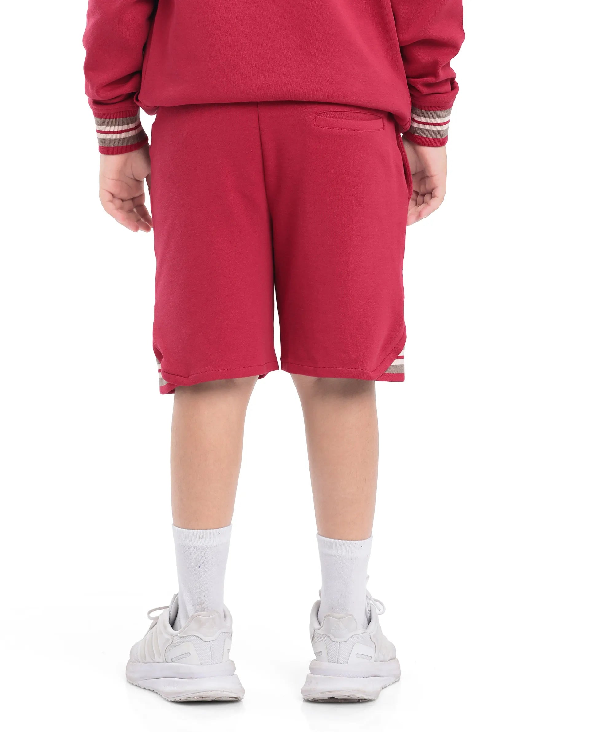 Rare Ones Kids Mantz Red Cotton Poly Drawstring Applique Short