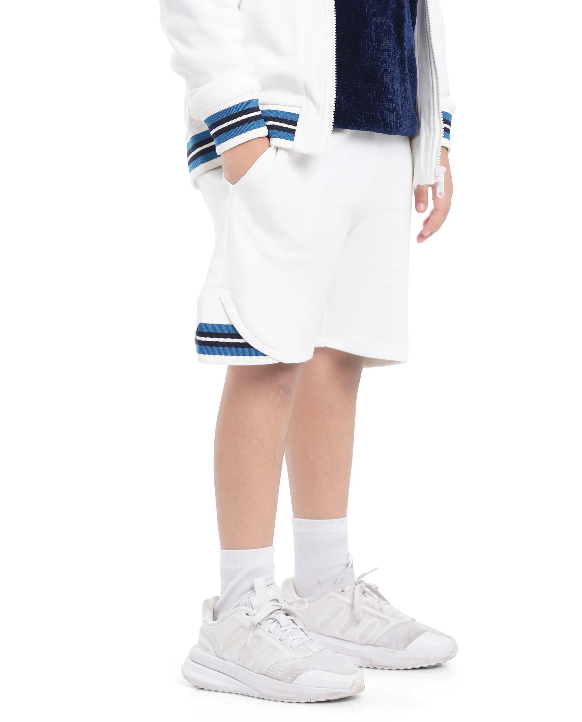 Rare Ones Kids Mantz White Cotton Poly Drawstring Applique Short