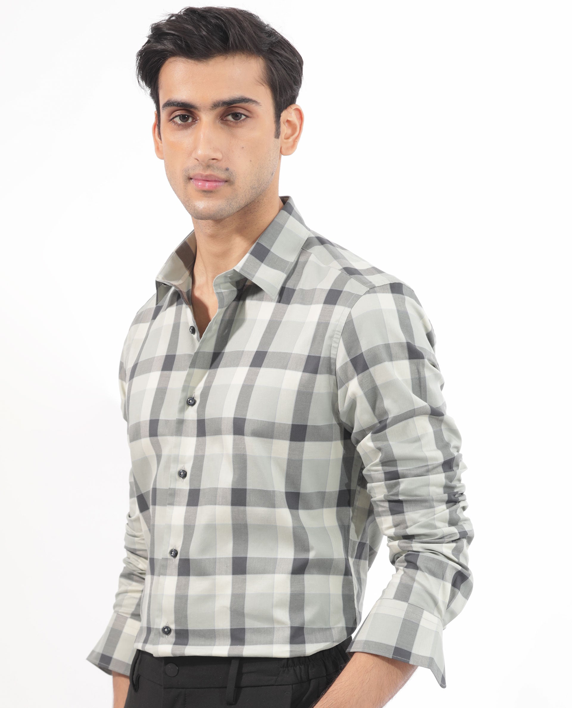 Rare Rabbit Men's Mape Dusky Green Shirt Cotton Full Sleeve Checks