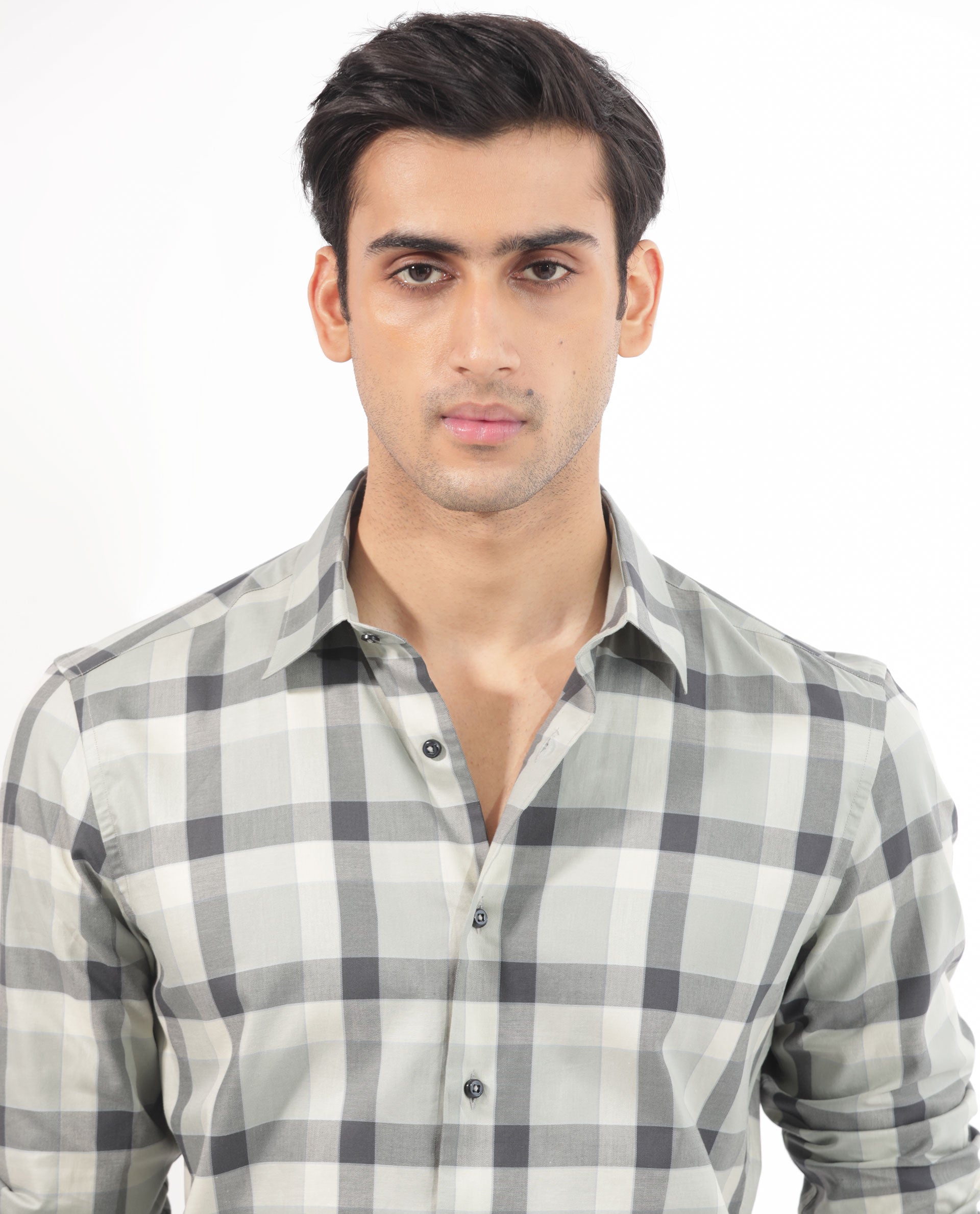 Rare Rabbit Men's Mape Dusky Green Shirt Cotton Full Sleeve Checks