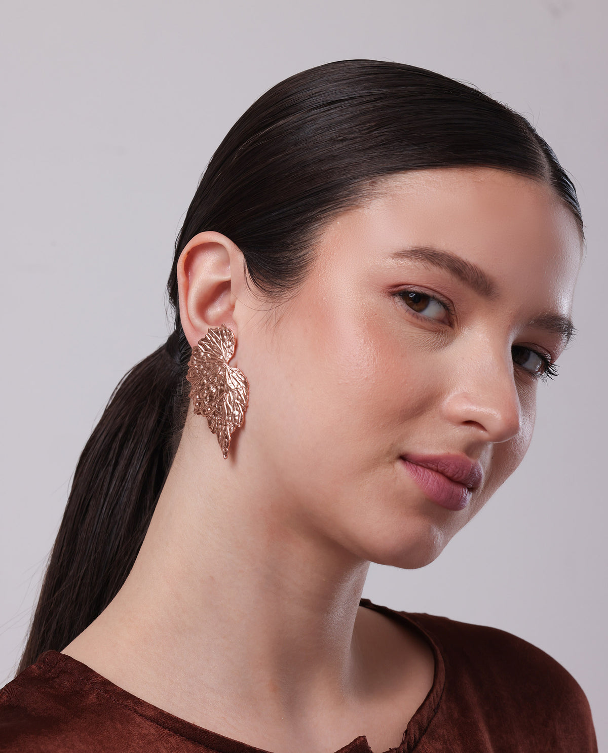 Rareism Women Maple Rose Pink Earring