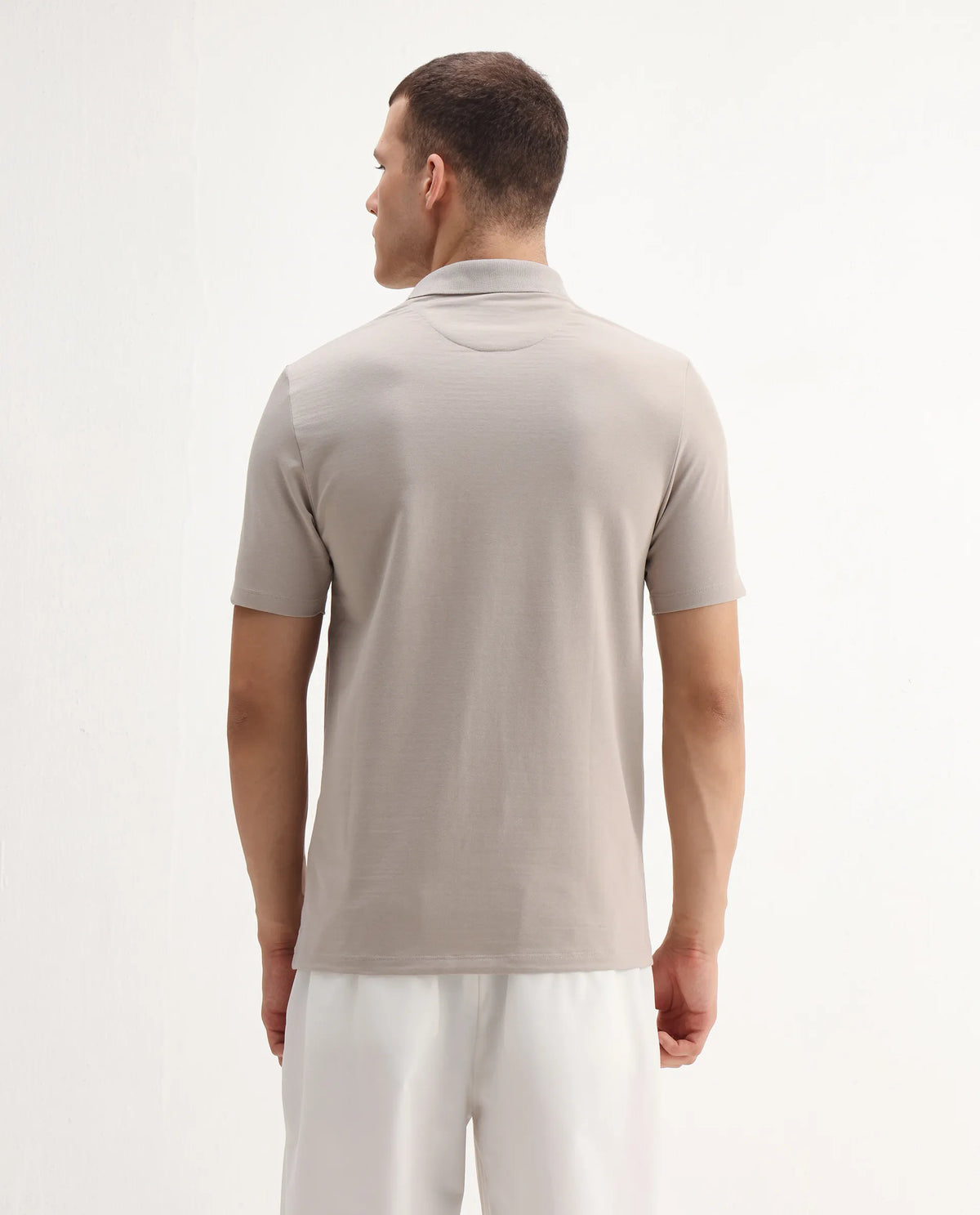 Rare Rabbit Men's Maq Beige Cotton Plain Regular Fit Half Sleeve Polo