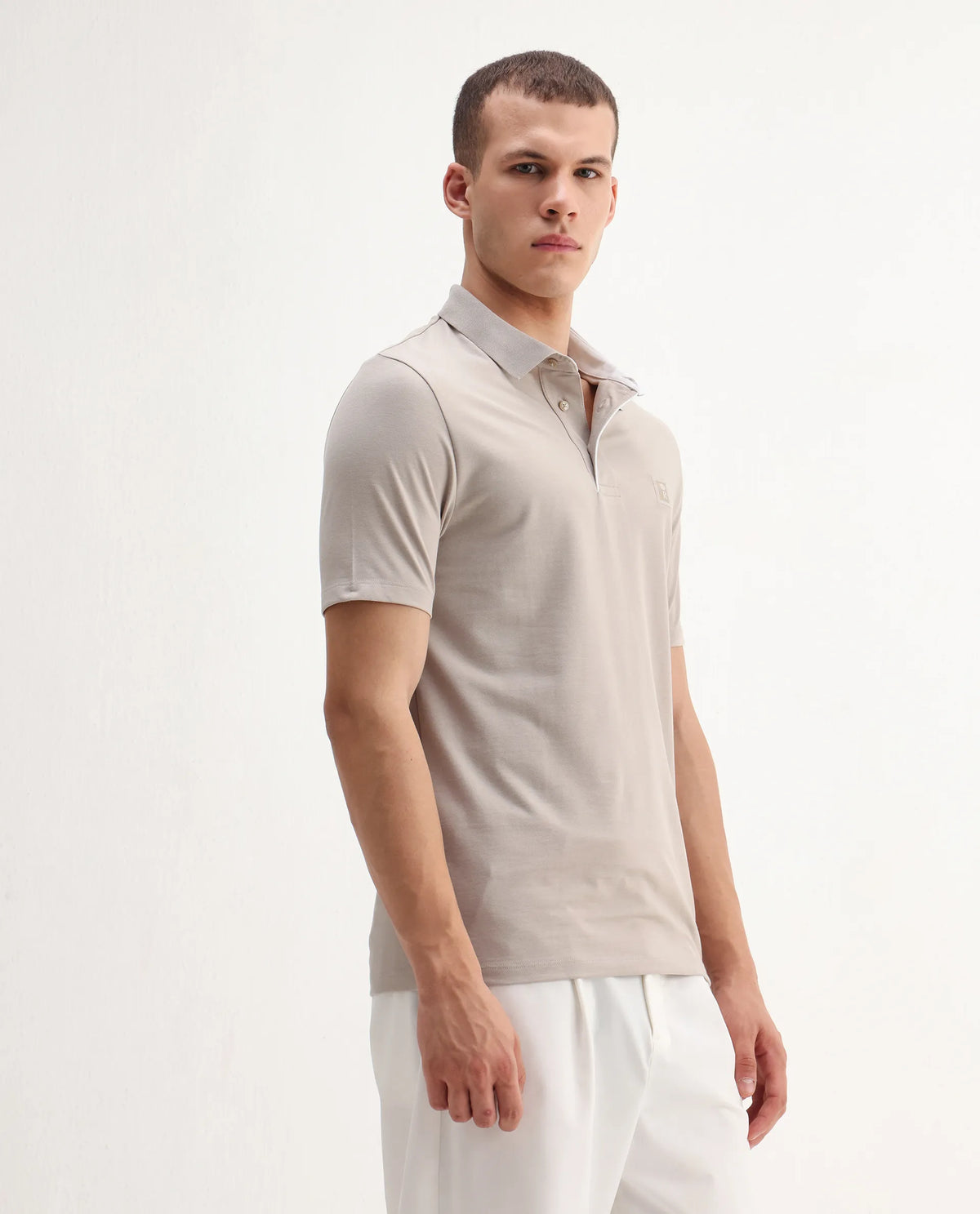 Rare Rabbit Men's Maq Beige Cotton Plain Regular Fit Half Sleeve Polo