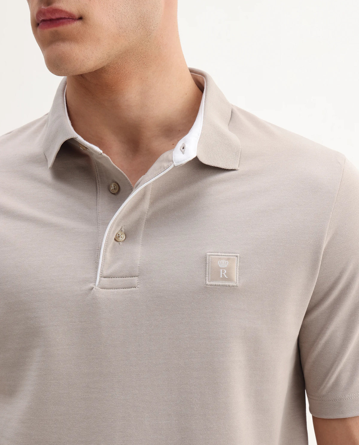 Rare Rabbit Men's Maq Beige Cotton Plain Regular Fit Half Sleeve Polo