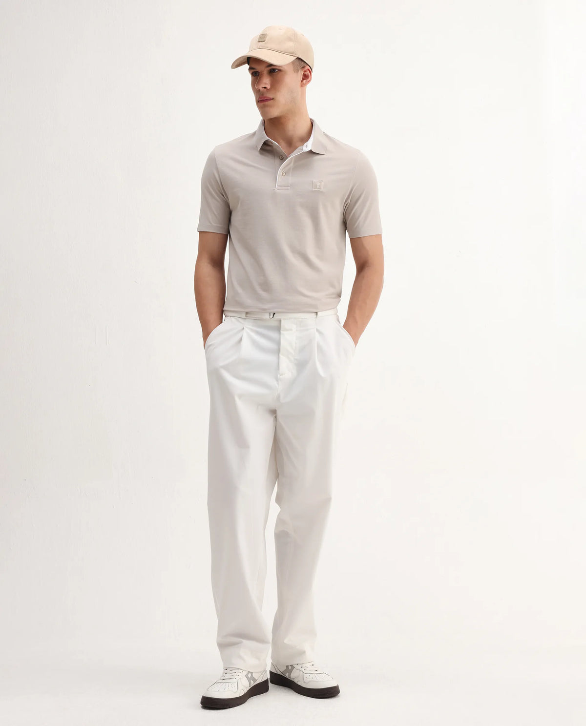 Rare Rabbit Men's Maq Beige Cotton Plain Regular Fit Half Sleeve Polo