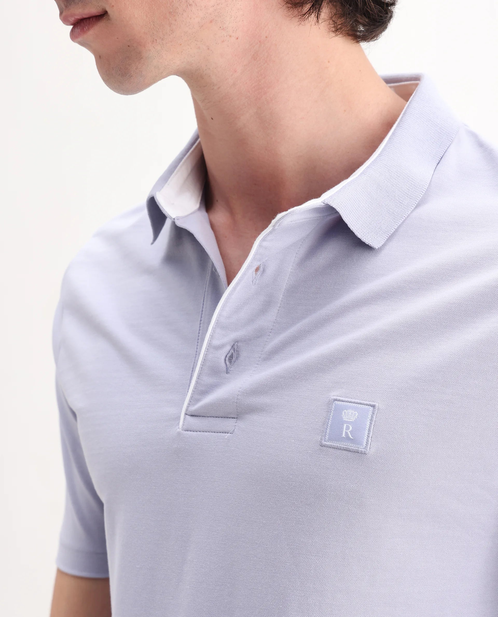 Rare Rabbit Men's Maq Pastel Purple Cotton Plain Regular Fit Half Sleeve Polo