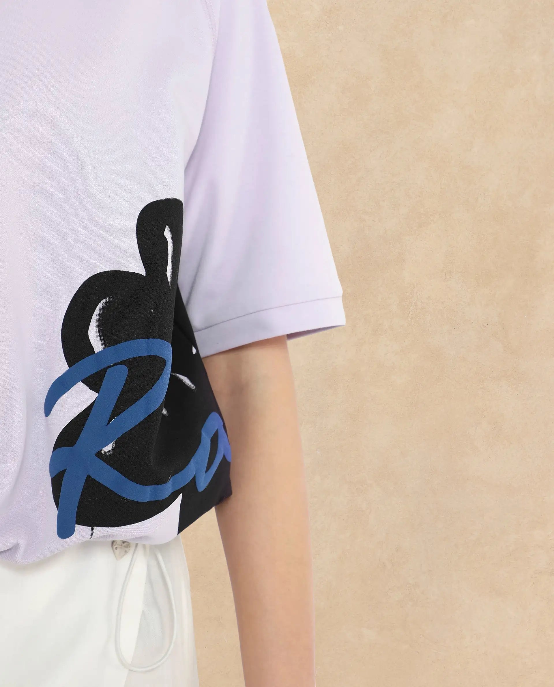 Rareism Women Marco Pastel Purple Cotton Lycra Fabric Short Sleeve Crew Neck Graphic Print T-Shirt