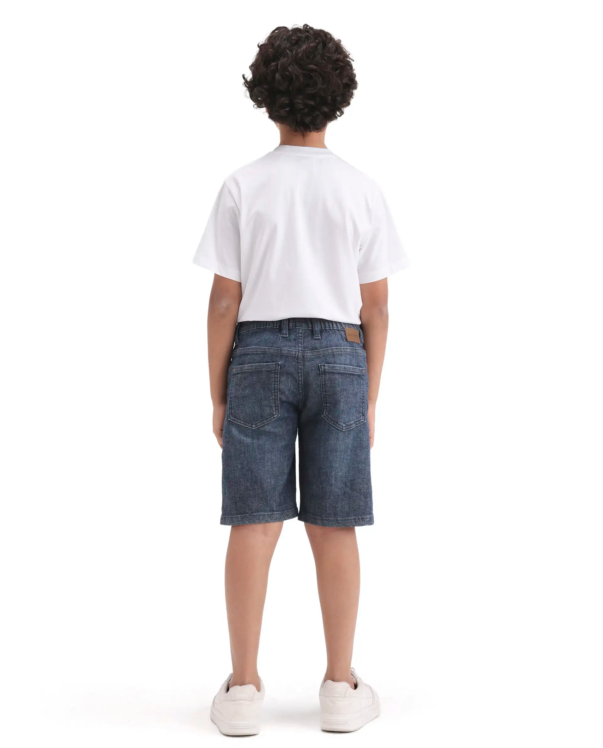 Rare Ones Kids Marin-1 Dark Blue Cotton Blend Fabric Zipper Closure Regular Fit Shorts