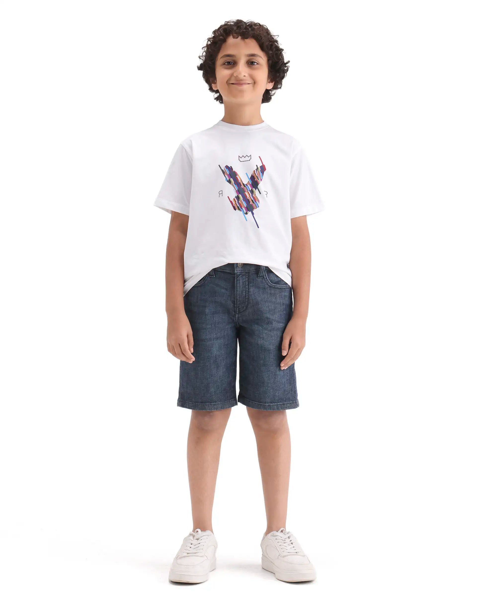 Rare Ones Kids Marin-1 Dark Blue Cotton Blend Fabric Zipper Closure Regular Fit Shorts