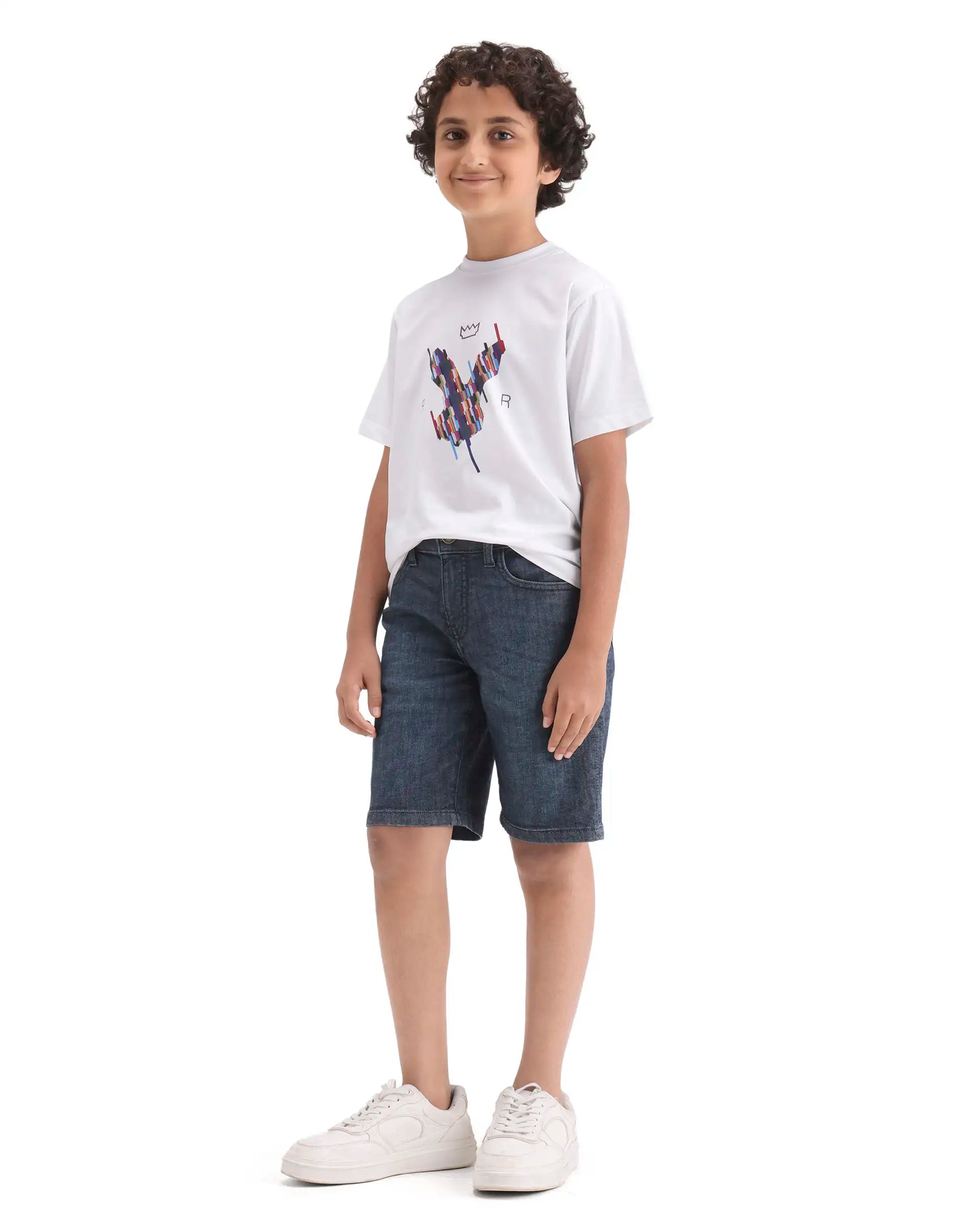 Rare Ones Kids Marin-1 Dark Blue Cotton Blend Fabric Zipper Closure Regular Fit Shorts