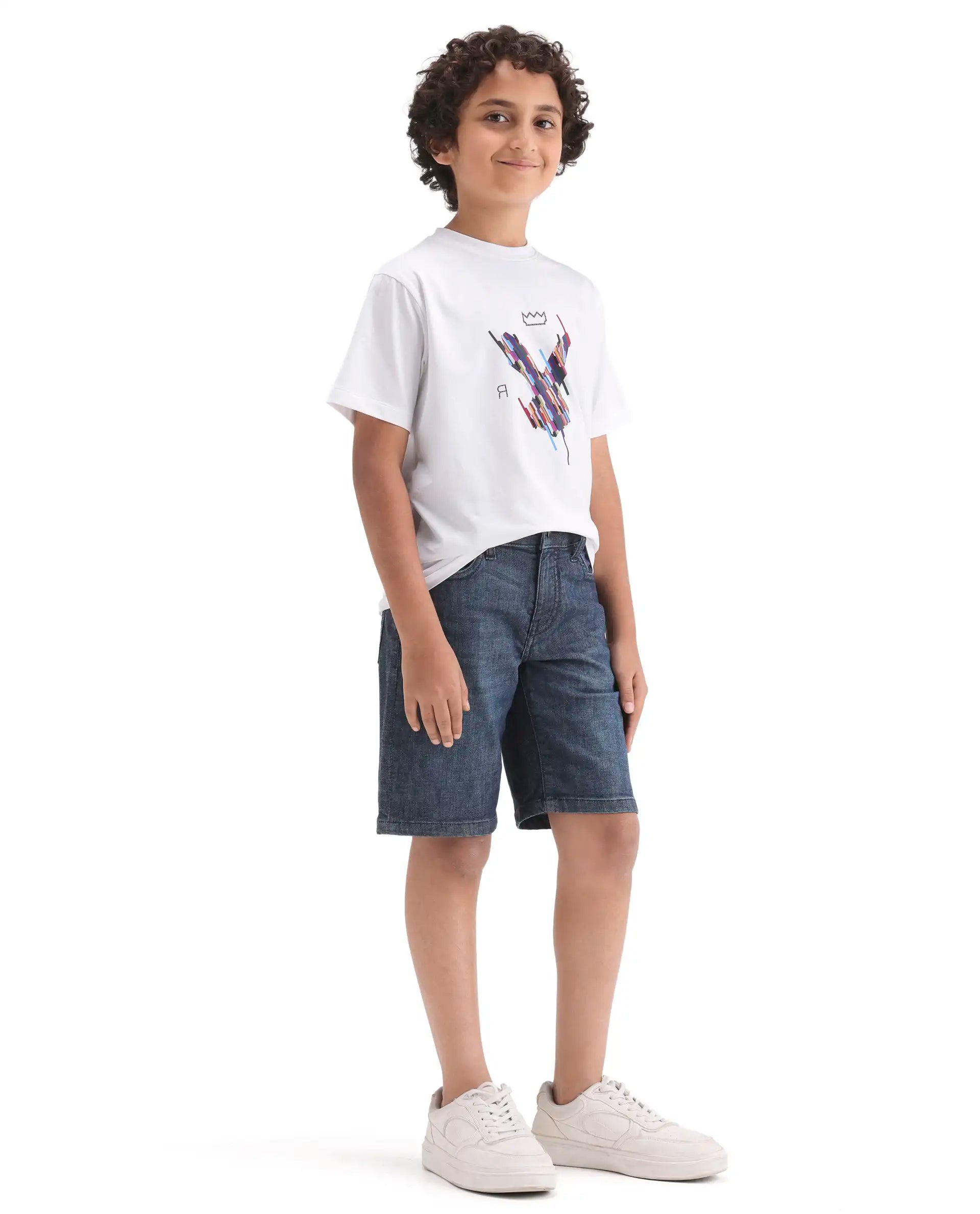 Rare Ones Kids Marin-1 Dark Blue Cotton Blend Fabric Zipper Closure Regular Fit Shorts