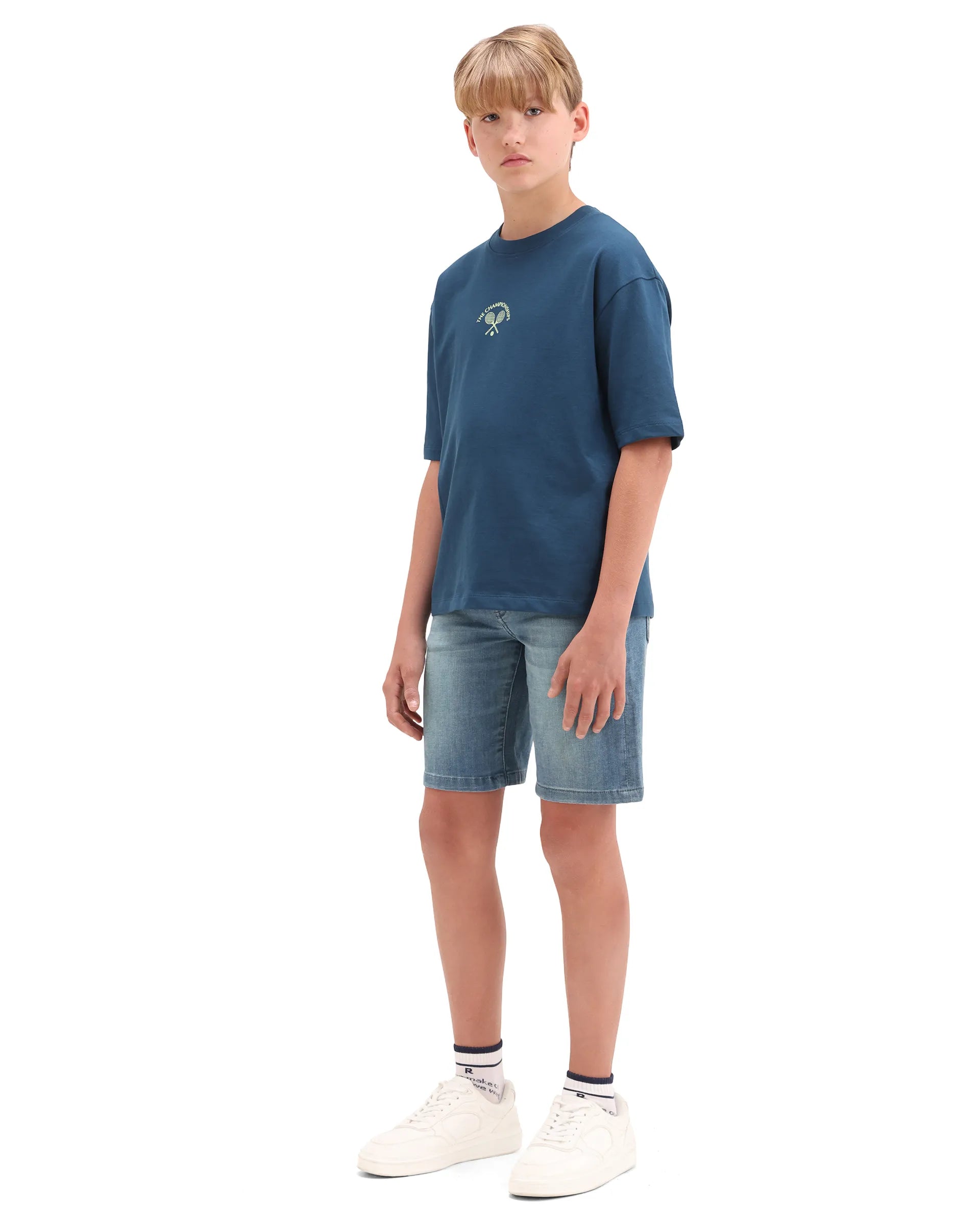 Rare Ones Kids Marin-2 Light Blue Cotton Blend Fabric Zipper Closure Regular Fit Shorts