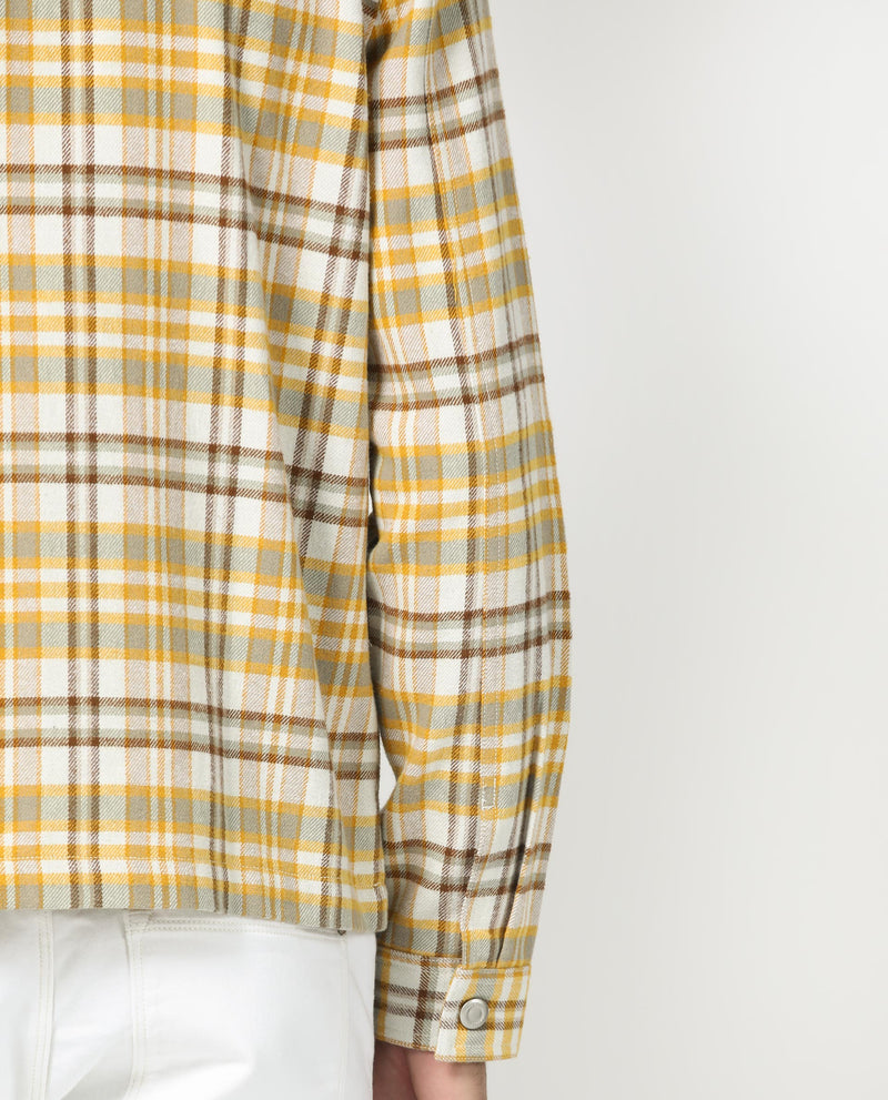 Rare Rabbit Men's Marino Yellow Cotton Fabric Full Sleeve Zip Closure Twill Checks Shacket