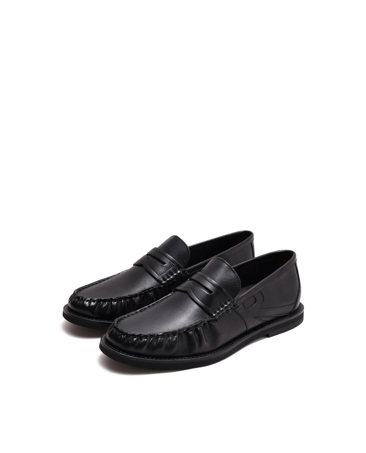 Rarez Men's Marion Primary Black Leather Regular Loafers