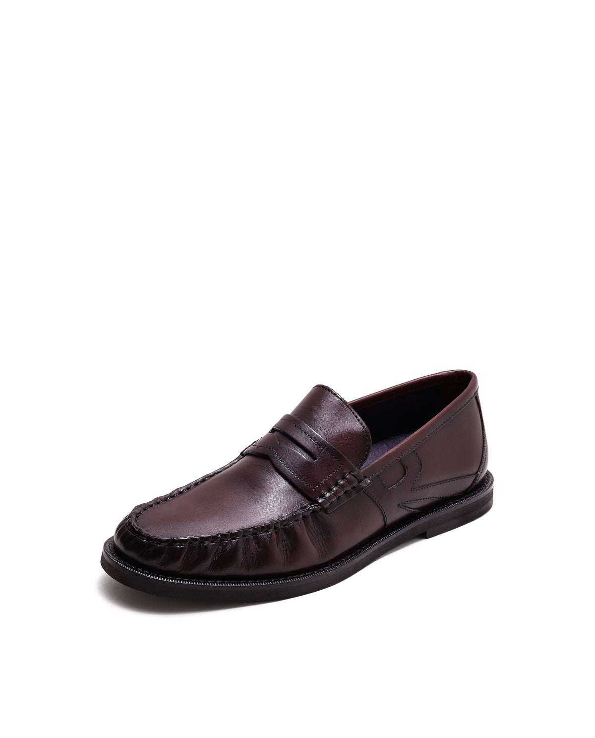 Rarez Men's Marion Dark Cherry Leather Regular Loafers