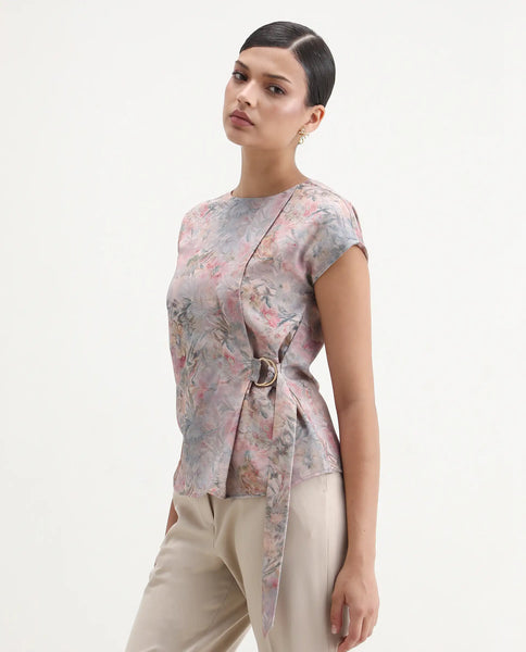 Buy Marsin - Light Multi Abstract Print Tie-Up Top| Rareism