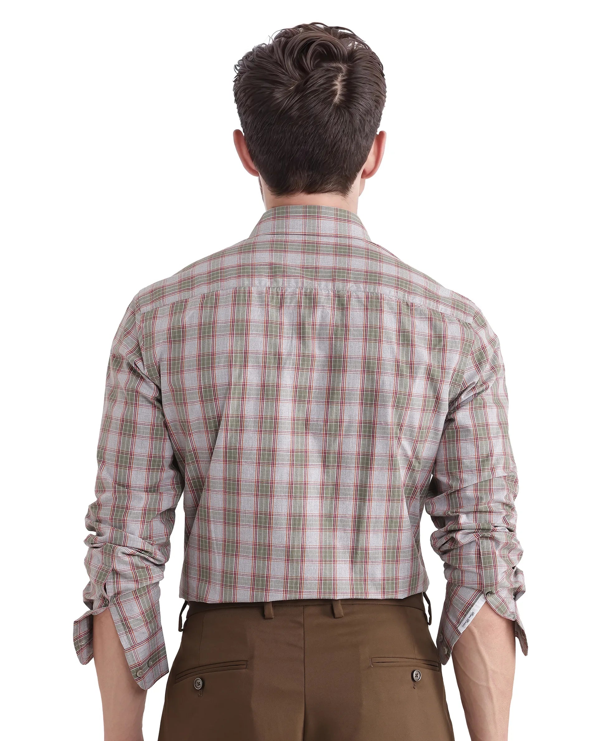 Rare Rabbit Men Marn Dusky Green Cotton Fabric Full Sleeves Regular Collared Button Closure Yard Check Shirt