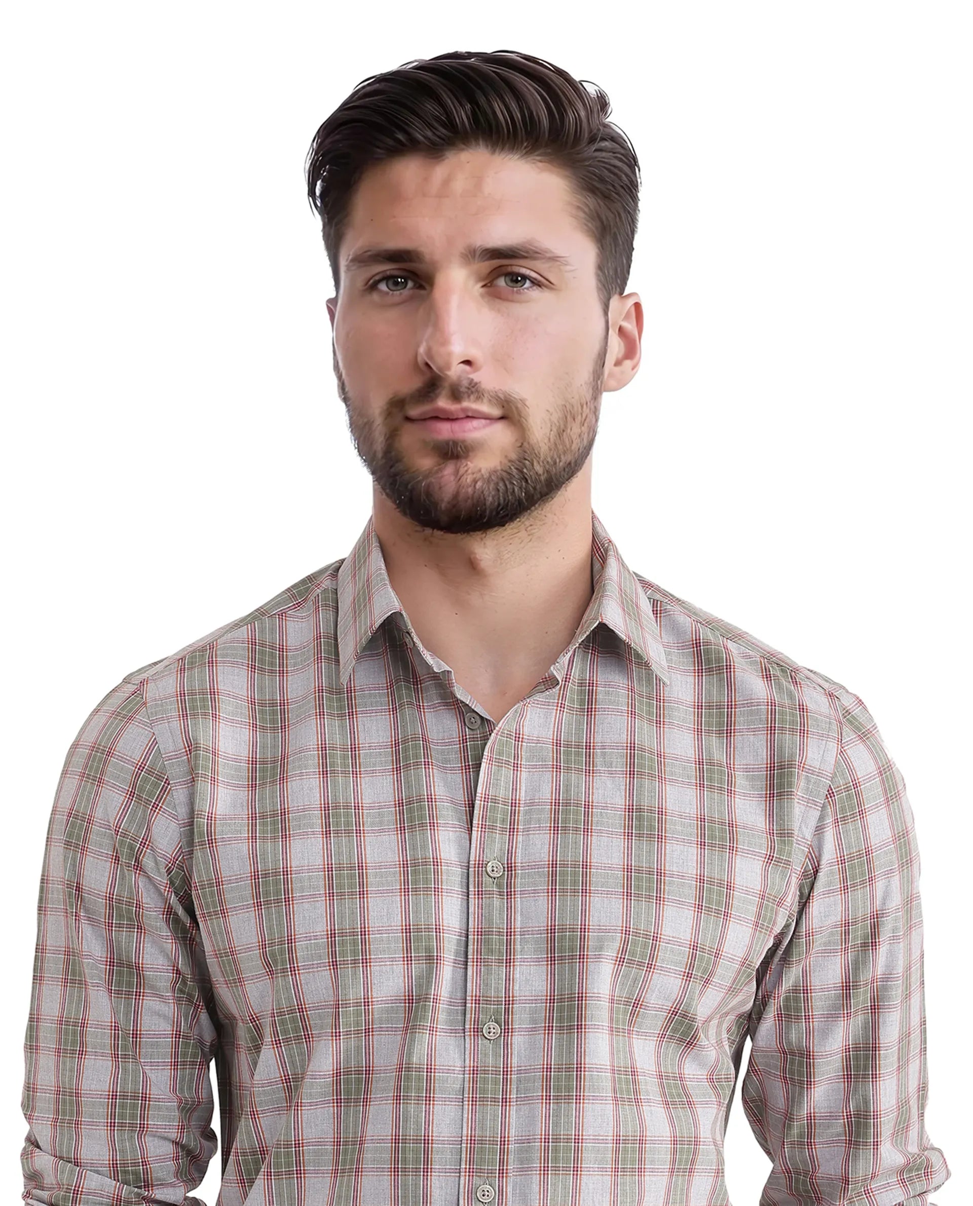 Rare Rabbit Men Marn Dusky Green Cotton Fabric Full Sleeves Regular Collared Button Closure Yard Check Shirt