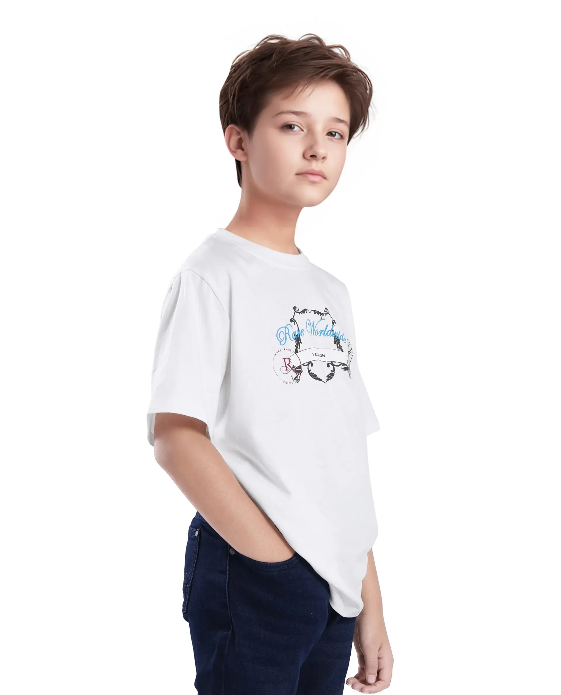 Rare Ones Kids Marn Off White Cotton Half Sleeve Printed Slip-On Closure Regular Fit T-Shirt