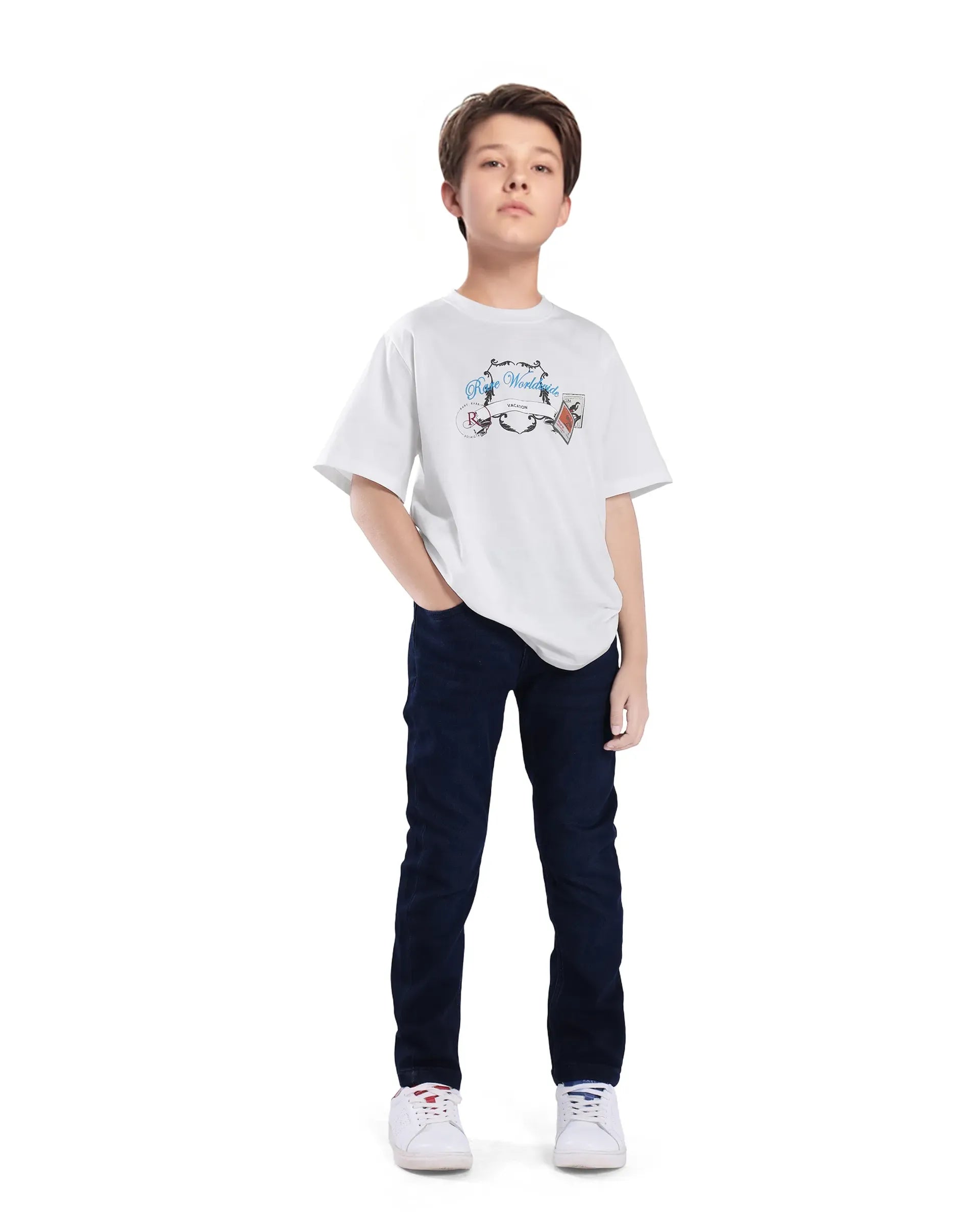 Rare Ones Kids Marn Off White Cotton Half Sleeve Printed Slip-On Closure Regular Fit T-Shirt