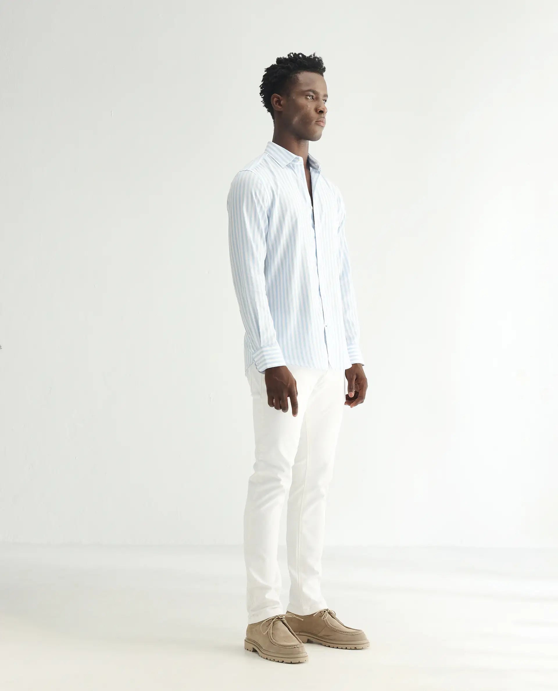 Rare Rabbit Men's Marowak Off White Cotton Plain Hawk Slim Fit Jeans