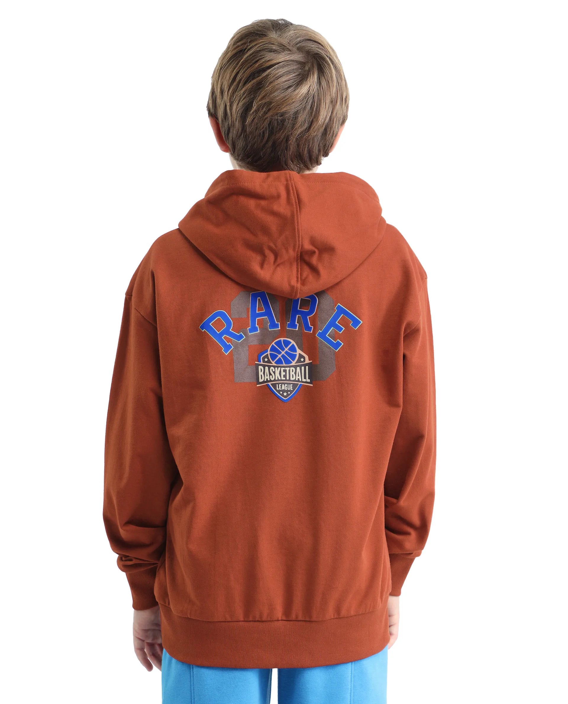 Rare Ones Kids Mason Rust Cotton Pull On Crew Neck Full Sleeves Fit Sweatshirt