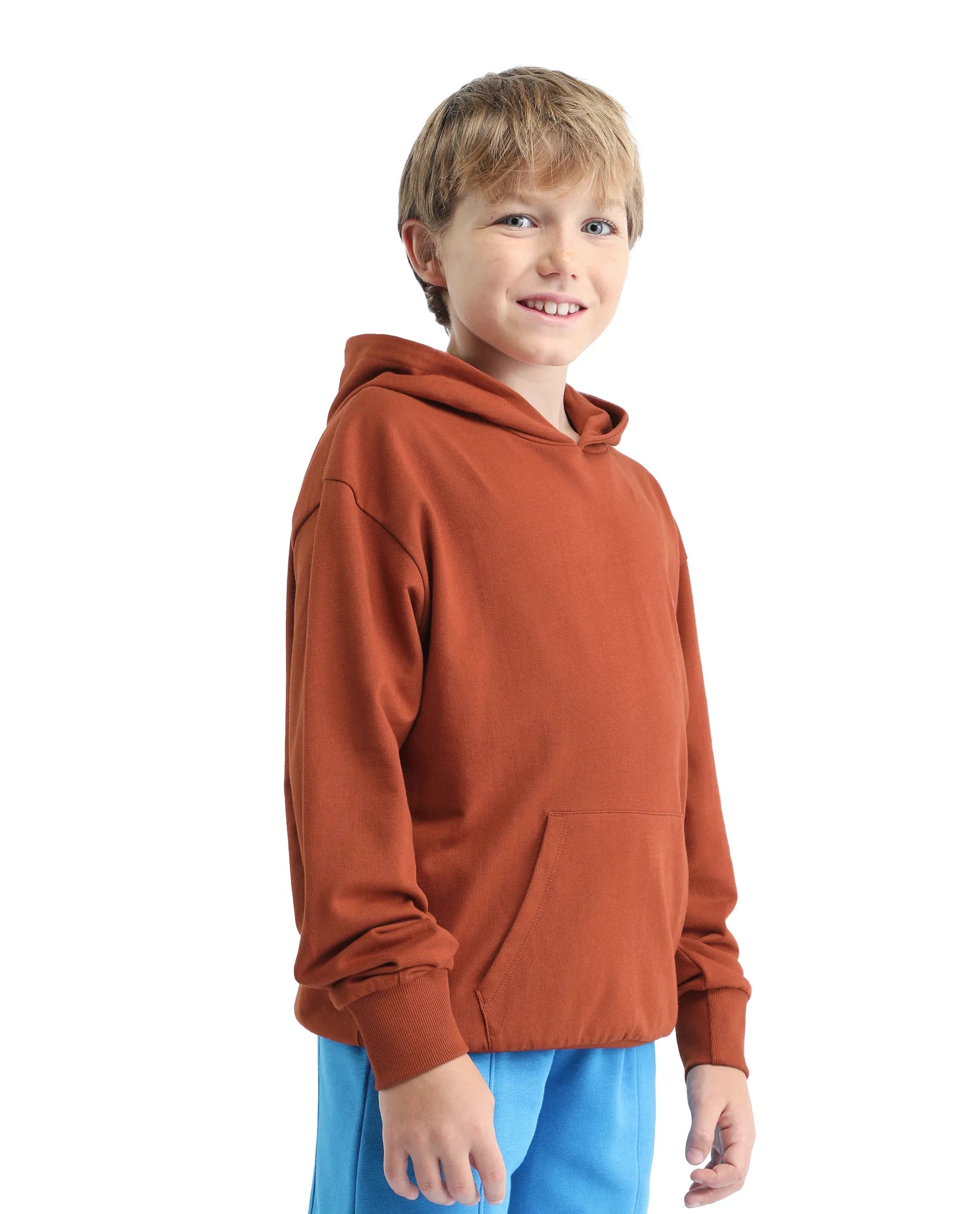 Rare Ones Kids Mason Rust Cotton Pull On Crew Neck Full Sleeves Fit Sweatshirt
