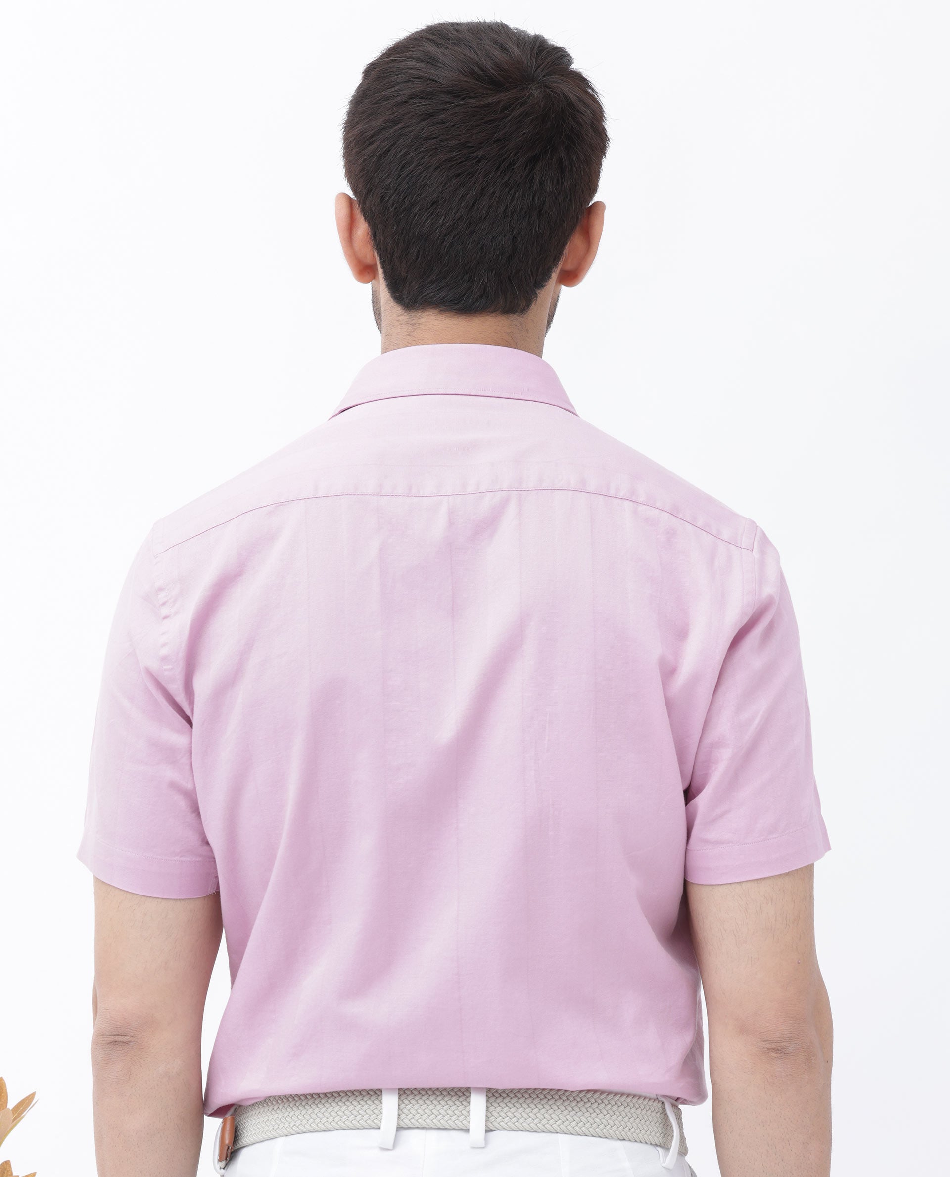 Rare Rabbit Men's Mattoo Pink Cotton Fabric Short Sleeve Boxy Fit Solid Shirt