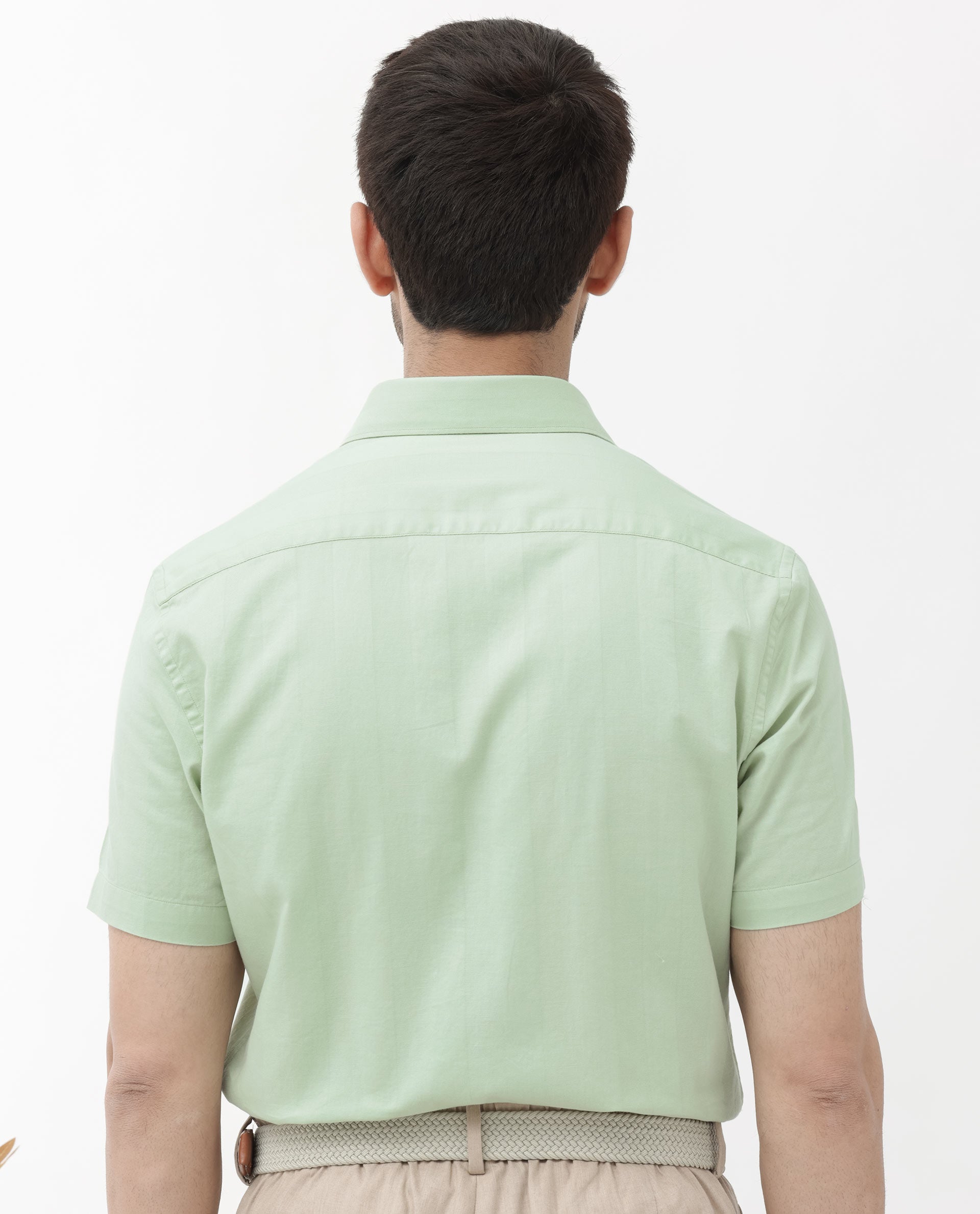 Rare Rabbit Men's Mattoo Dusky Green Cotton Fabric Short Sleeve Boxy Fit Solid Shirt