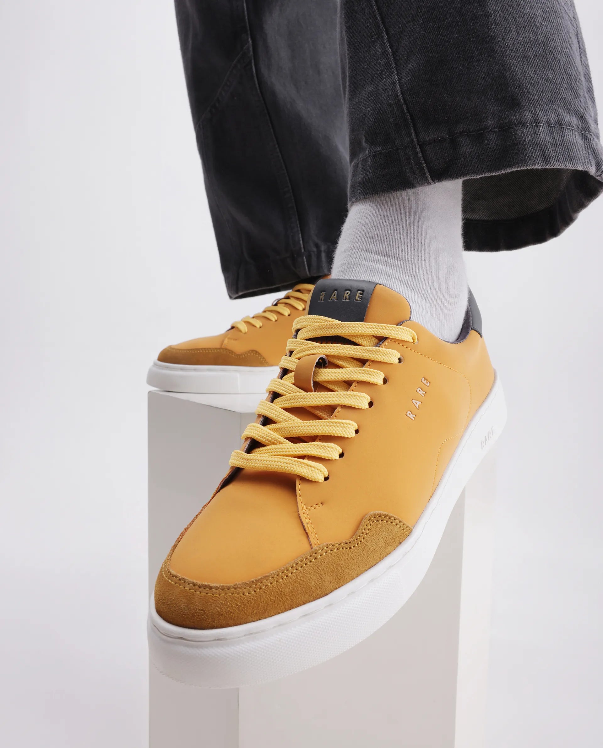 Rare Rabbit Men's Mawi Yellow Micro Fiber Causal Sneaker