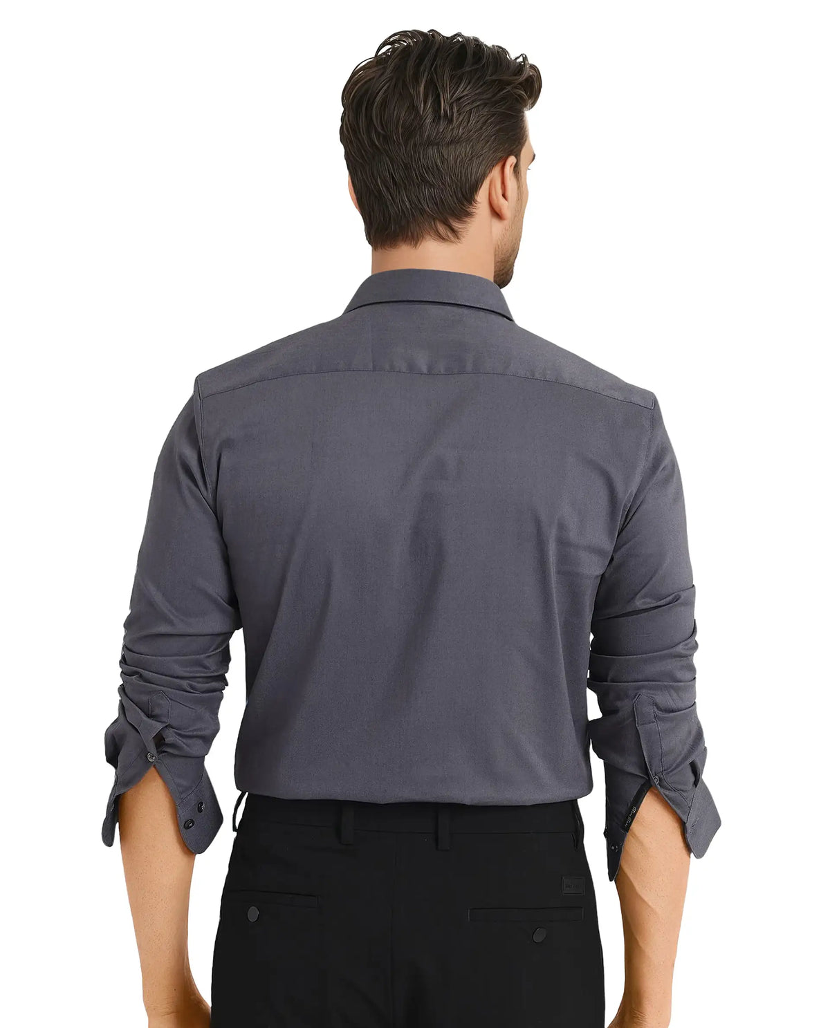 Rare Rabbit Men Mawz Dark Grey Cotton Polyester Fabric Full Sleeve Regular Fit Plain Twill Shirt