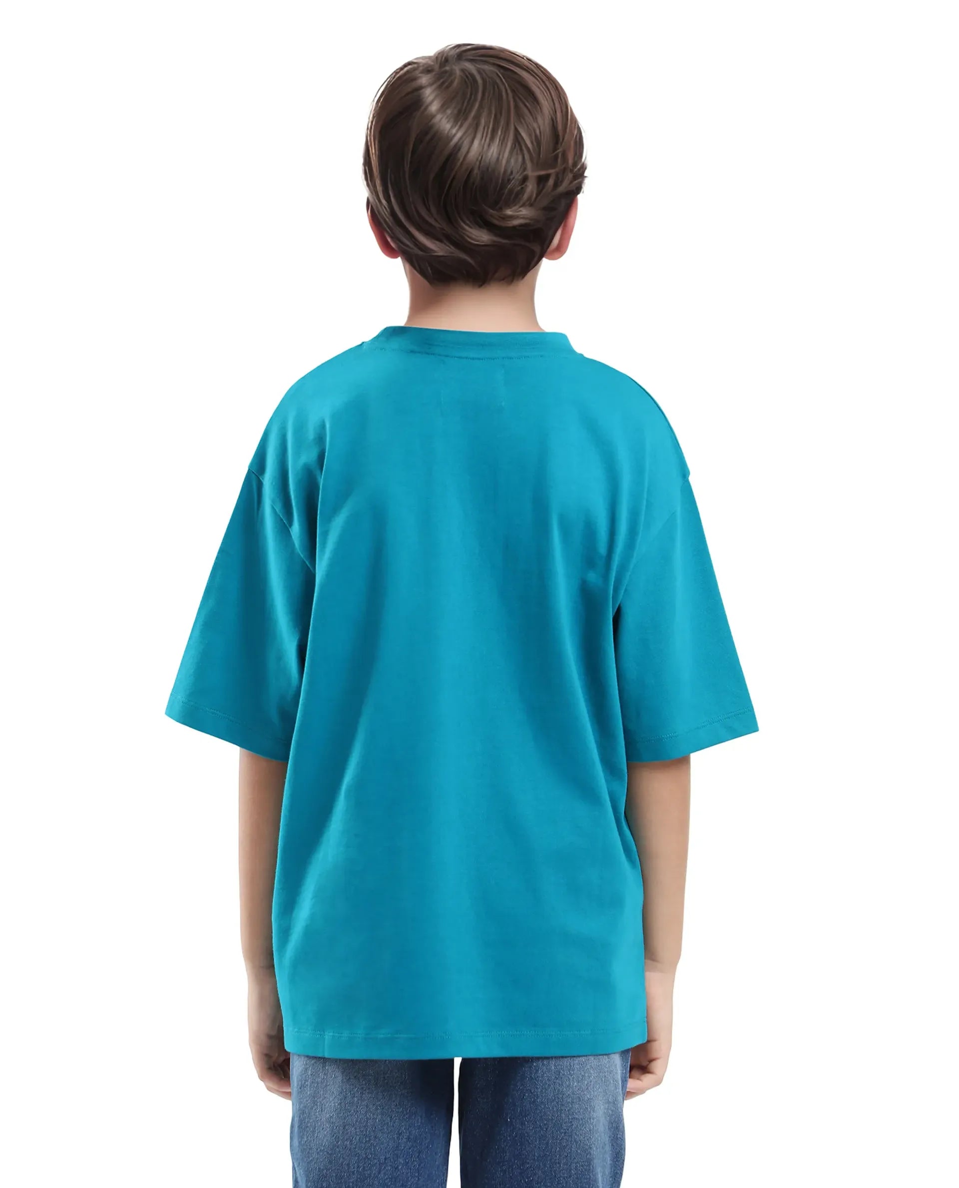Rare Ones Kids Max Turq Cotton Graphic Print Slip-On Oversized Fit T-Shirt