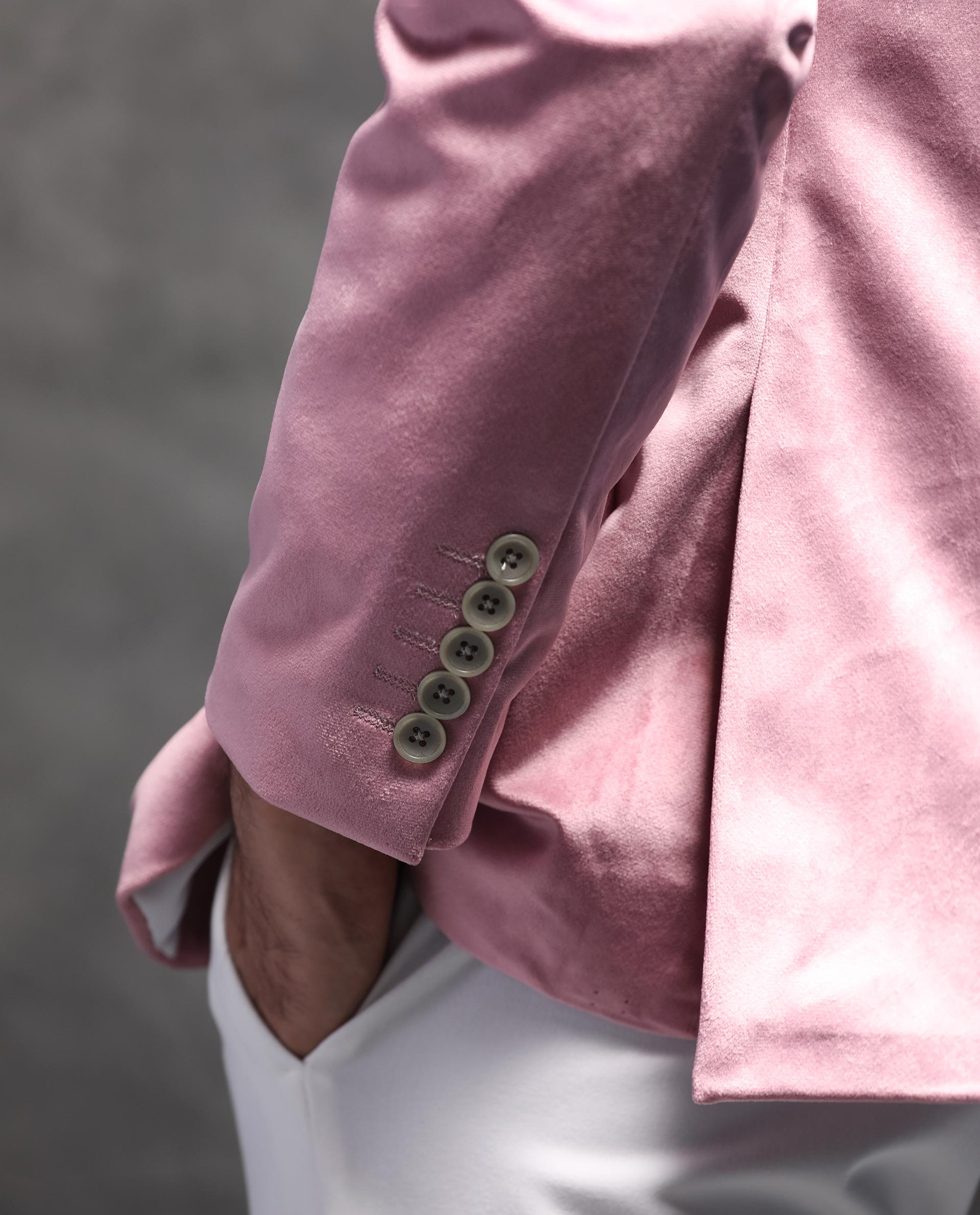 Rare Rabbit Men's Mazey Pink Velvet Plain Tailored Fit Full Sleeve Lapel Neck Blazer