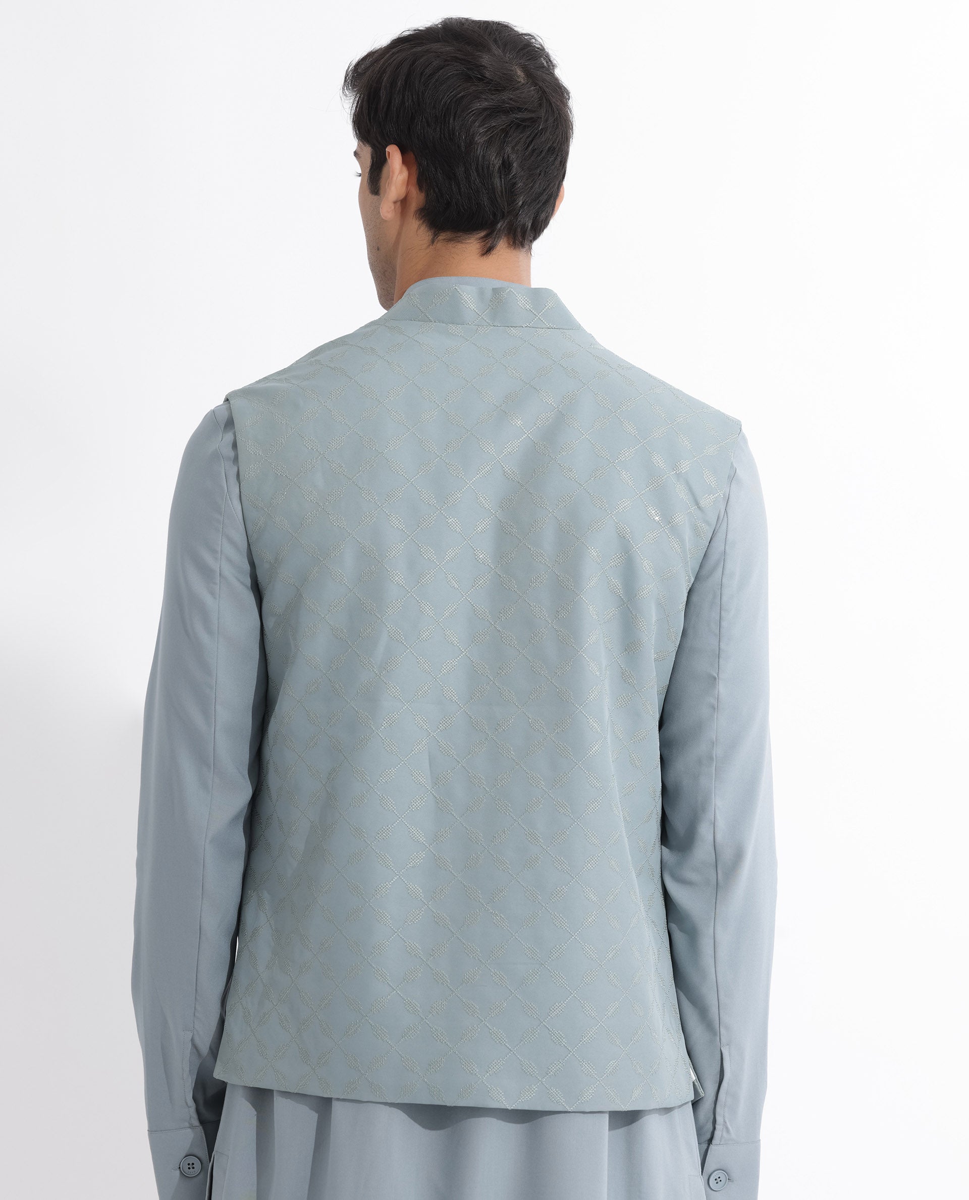 RARE RABBIT MENS MEDO-B DUSKY GREEN BANDI SLEEVELESS MANDARIN COLLAR